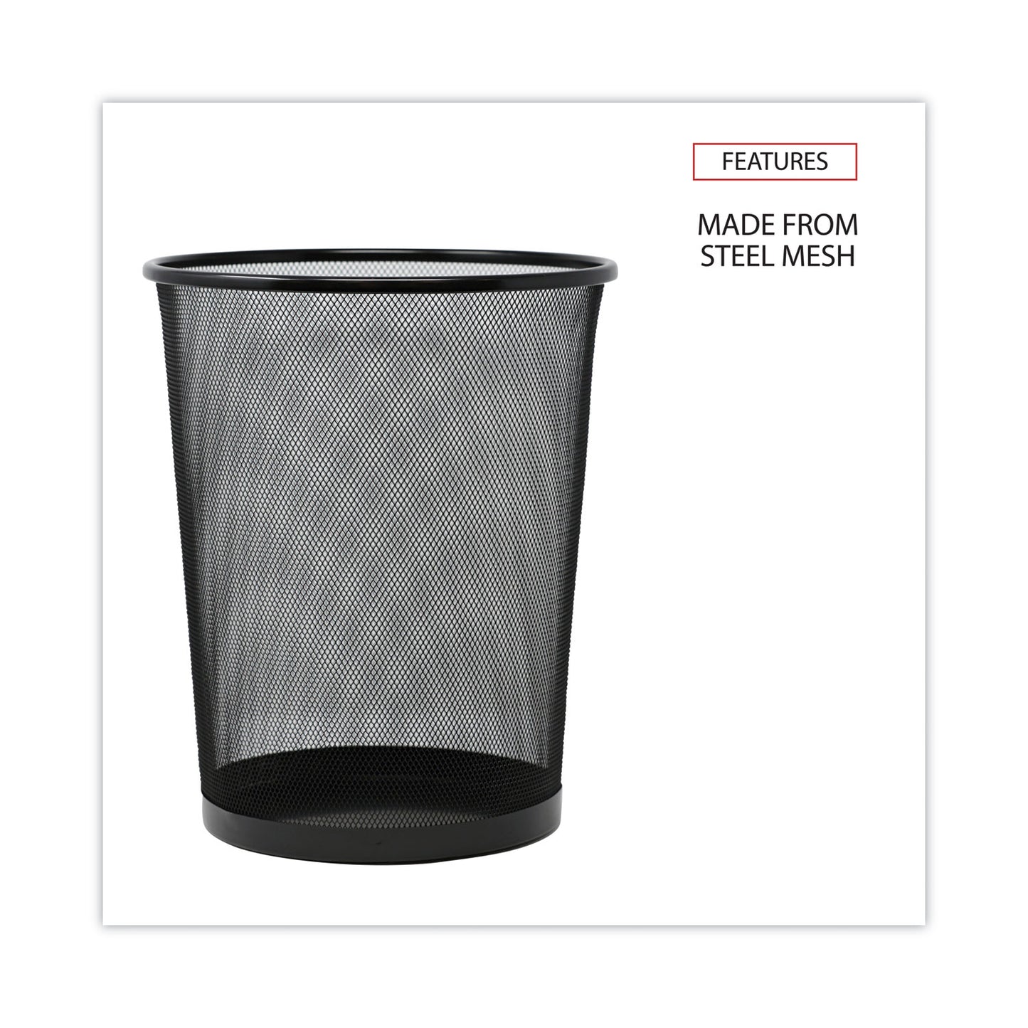 Universal Mesh Wastebasket, 18 qt, Steel Mesh, Black (20008)