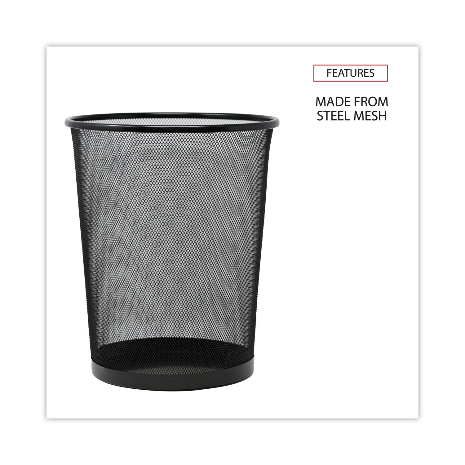 Universal Mesh Wastebasket, 18 qt, Steel Mesh, Black (20008)