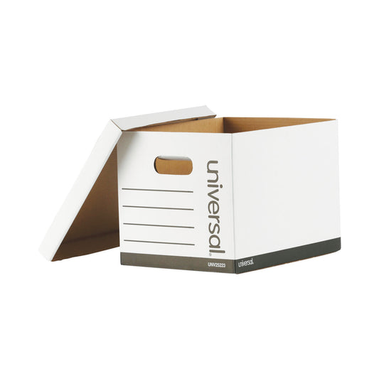 Universal Basic-Duty Economy Record Storage Boxes, Letter/Legal Files, 12" x 15" x 10", White, 10/Carton (25223)