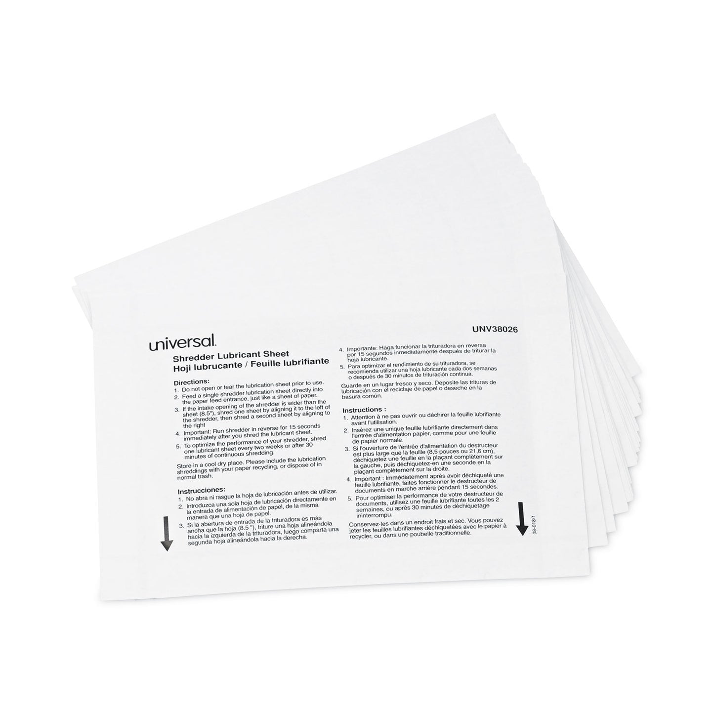 Universal Shredder Lubricant Sheets, 8.4 x 5.9, 24 Sheets/Pack (38026)