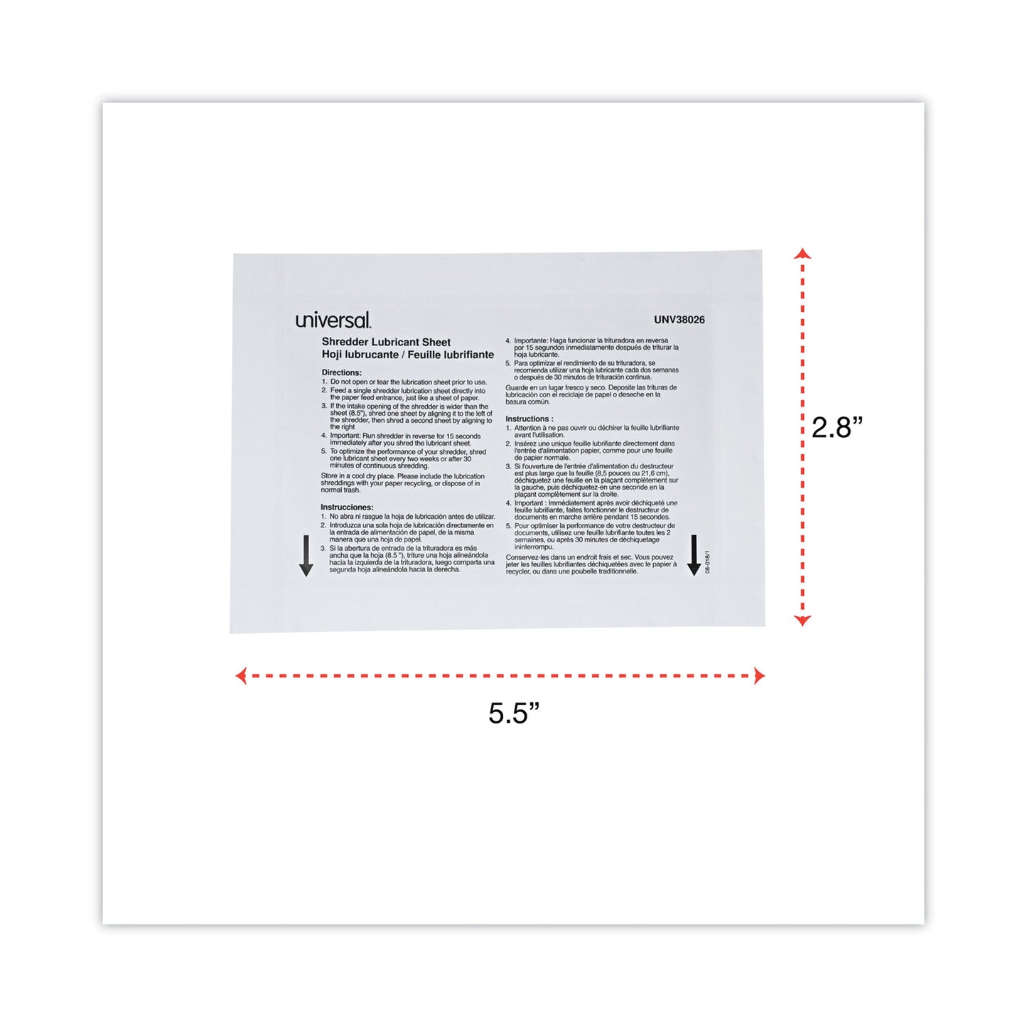 Universal Shredder Lubricant Sheets, 8.4 x 5.9, 24 Sheets/Pack (38026)