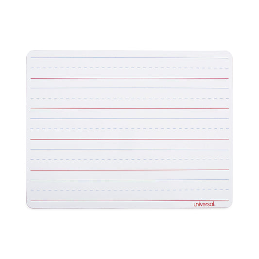 Universal Lap/Learning Dry-Erase Board, Penmanship Ruled, 11.75 x 8.75, White Surface, 6/Pack (43911)