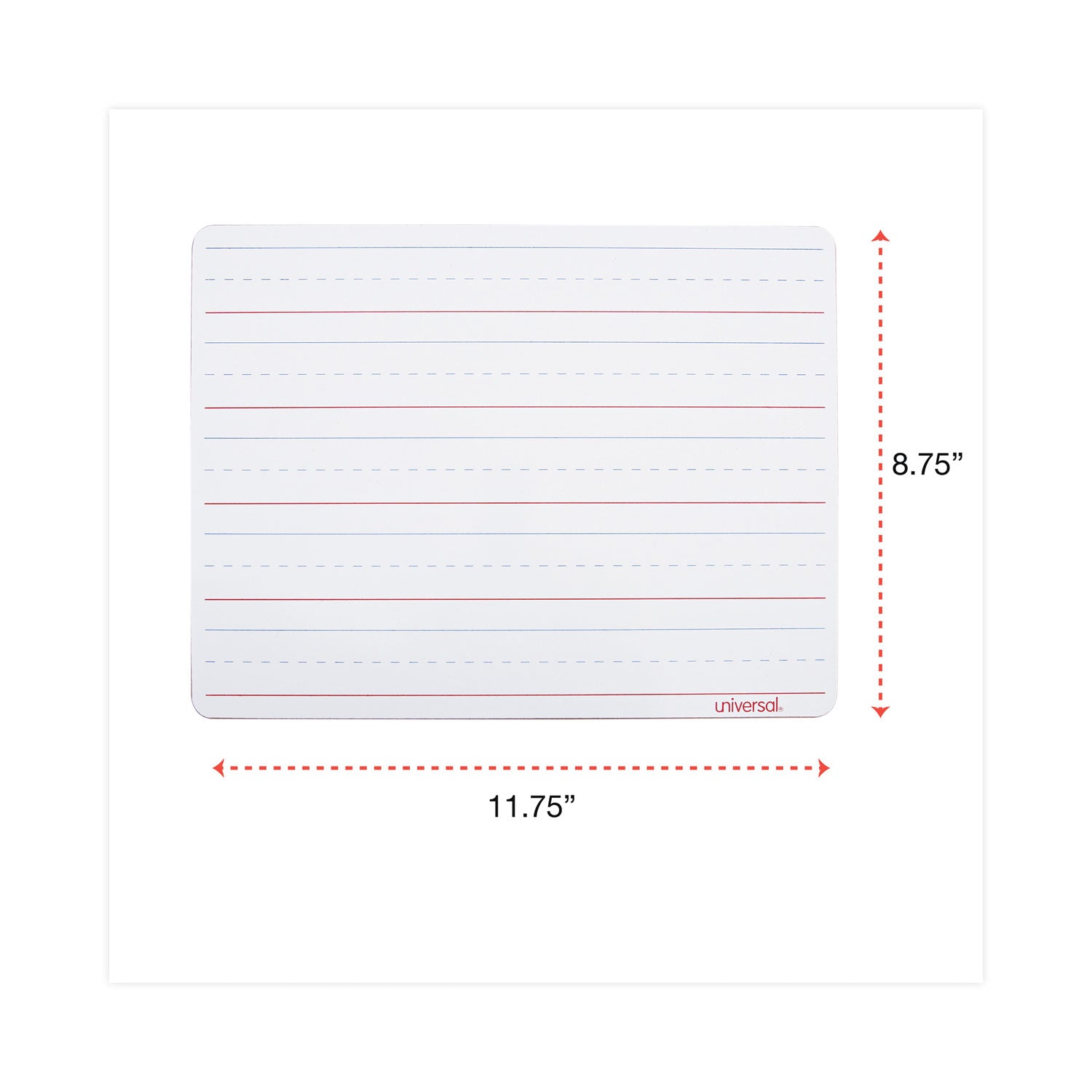 Universal Lap/Learning Dry-Erase Board, Penmanship Ruled, 11.75 x 8.75, White Surface, 6/Pack (43911)