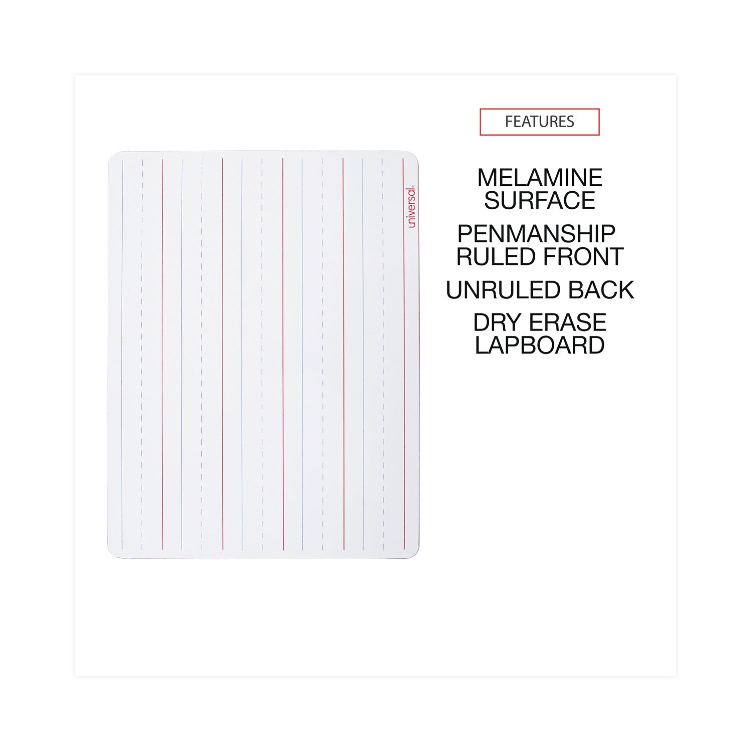 Universal Lap/Learning Dry-Erase Board, Penmanship Ruled, 11.75 x 8.75, White Surface, 6/Pack (43911)