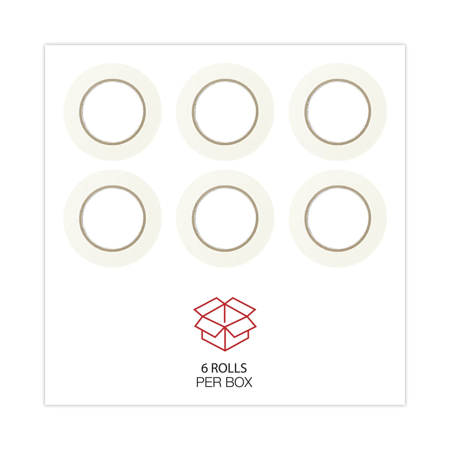 Universal Removable General-Purpose Masking Tape, 3" Core, 18 mm x 54.8 m, Beige, 6/Pack (51334)