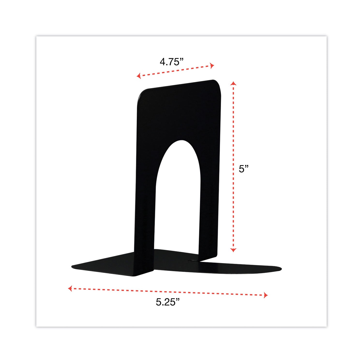 Universal Economy Bookends, Standard, 4.75 x 5.25 x 5, Heavy Gauge Steel, Black, 1 Pair (54051)