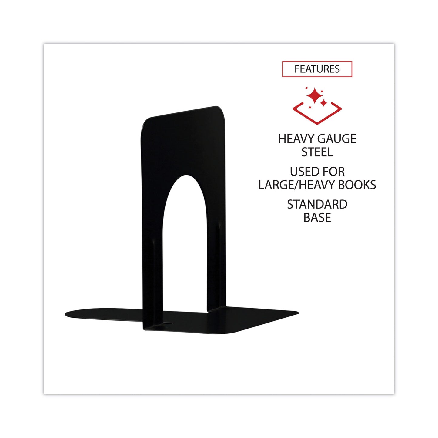 Universal Economy Bookends, Standard, 4.75 x 5.25 x 5, Heavy Gauge Steel, Black, 1 Pair (54051)