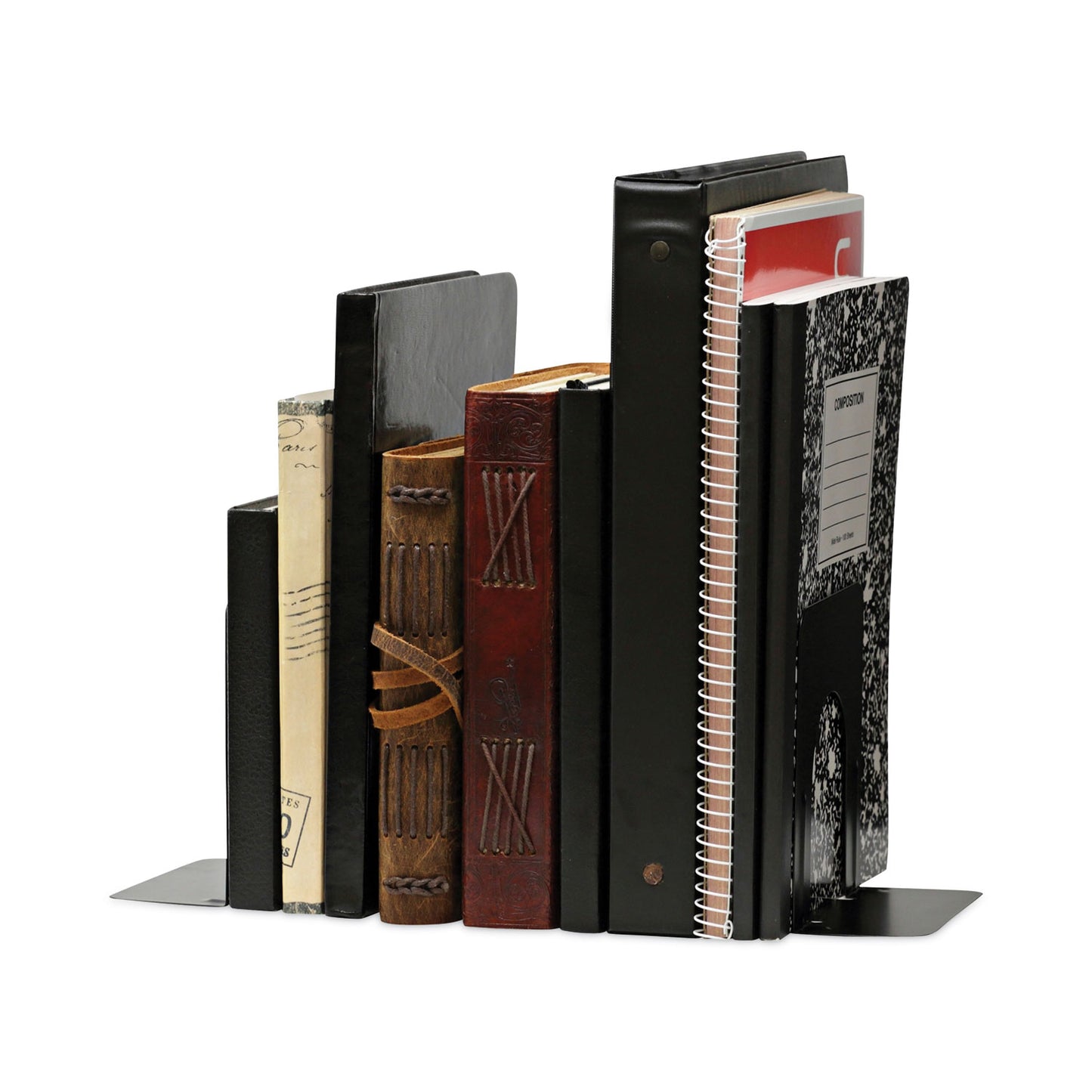 Universal Economy Bookends, Standard, 4.75 x 5.25 x 5, Heavy Gauge Steel, Black, 1 Pair (54051)