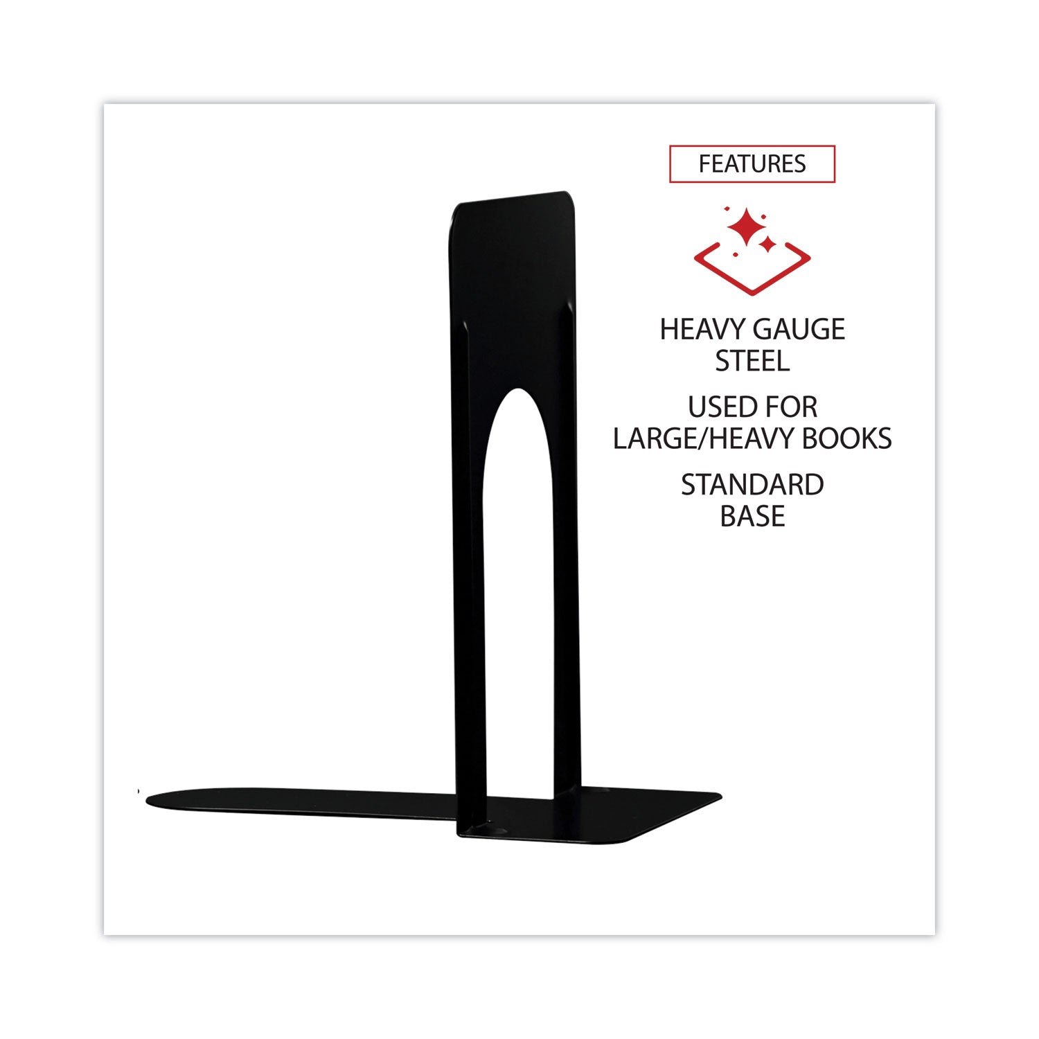 Universal Economy Bookends, Standard, 5.88 x 8.25 x 9, Heavy Gauge Steel, Black, 1 Pair (54091)