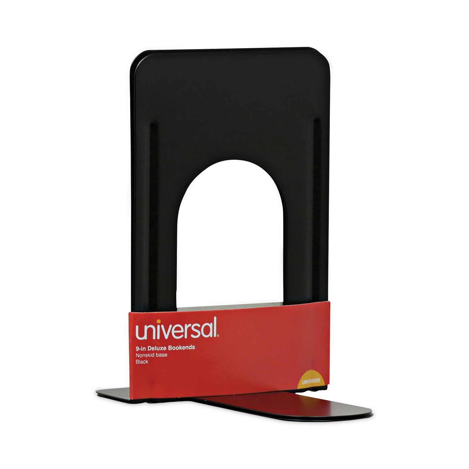 Universal Economy Bookends, Nonskid, 5.88 x 8.25 x 9, Heavy Gauge Steel, Black, 1 Pair (54095)