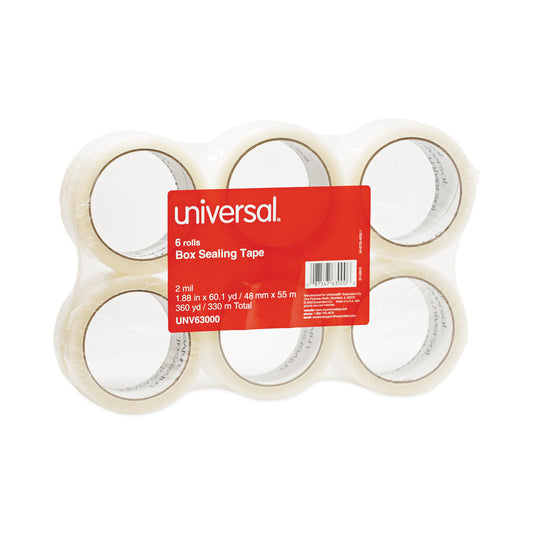 Universal General-Purpose Box Sealing Tape, 3" Core, 1.88" x 60 yds, Clear, 6/Pack (63000)