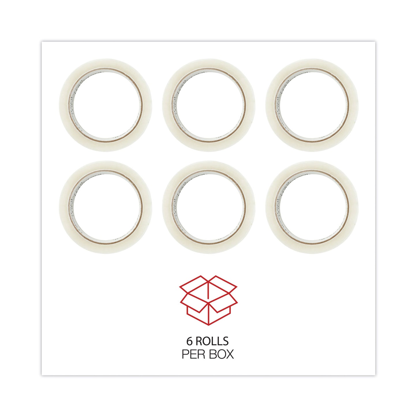 Universal General-Purpose Box Sealing Tape, 3" Core, 1.88" x 60 yds, Clear, 6/Pack (63000)
