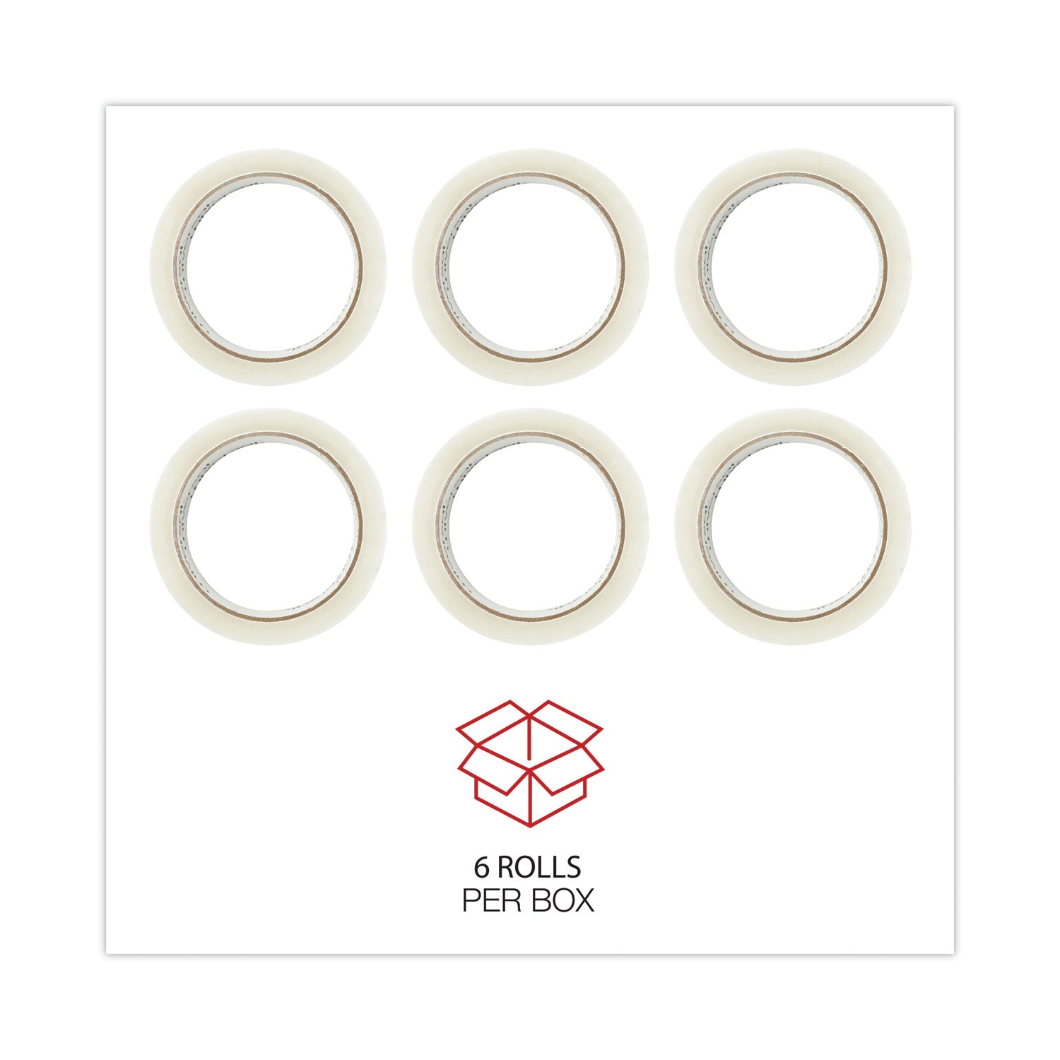 Universal General-Purpose Box Sealing Tape, 3" Core, 1.88" x 60 yds, Clear, 6/Pack (63000)