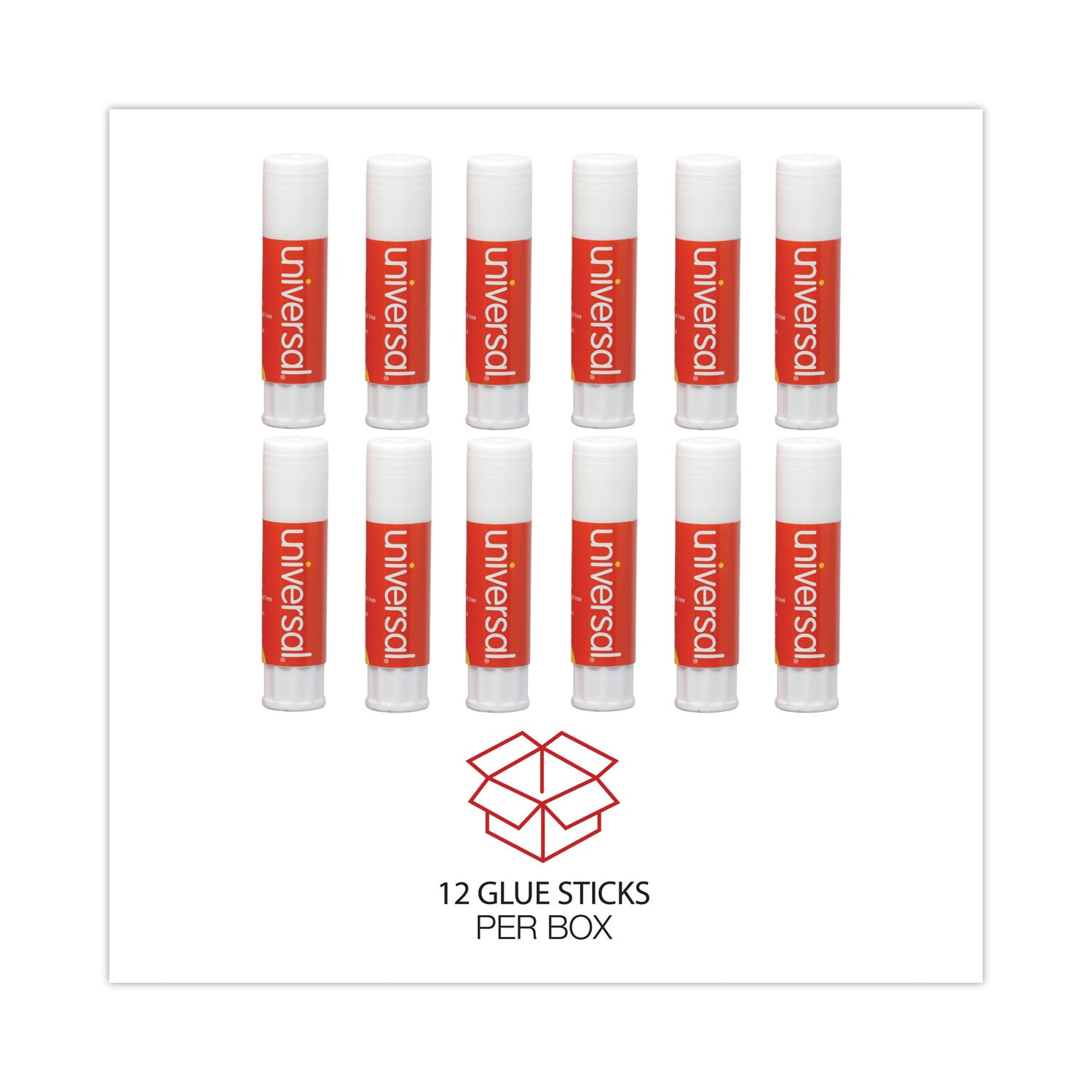 Universal Glue Stick, 0.28 oz, Applies and Dries Clear, 12/Pack (75748)