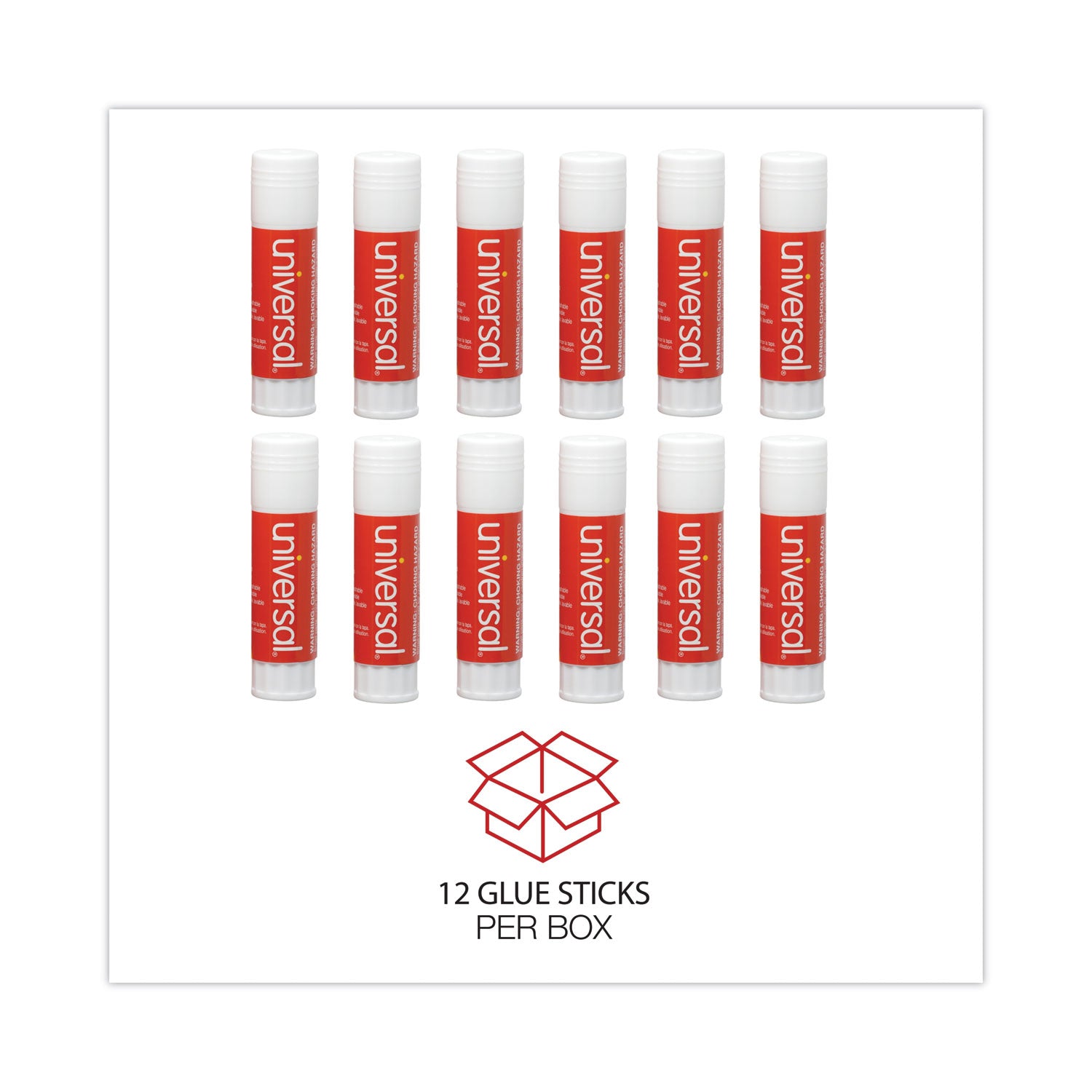 Universal Glue Stick, 0.74 oz, Applies and Dries Clear, 12/Pack (75750)