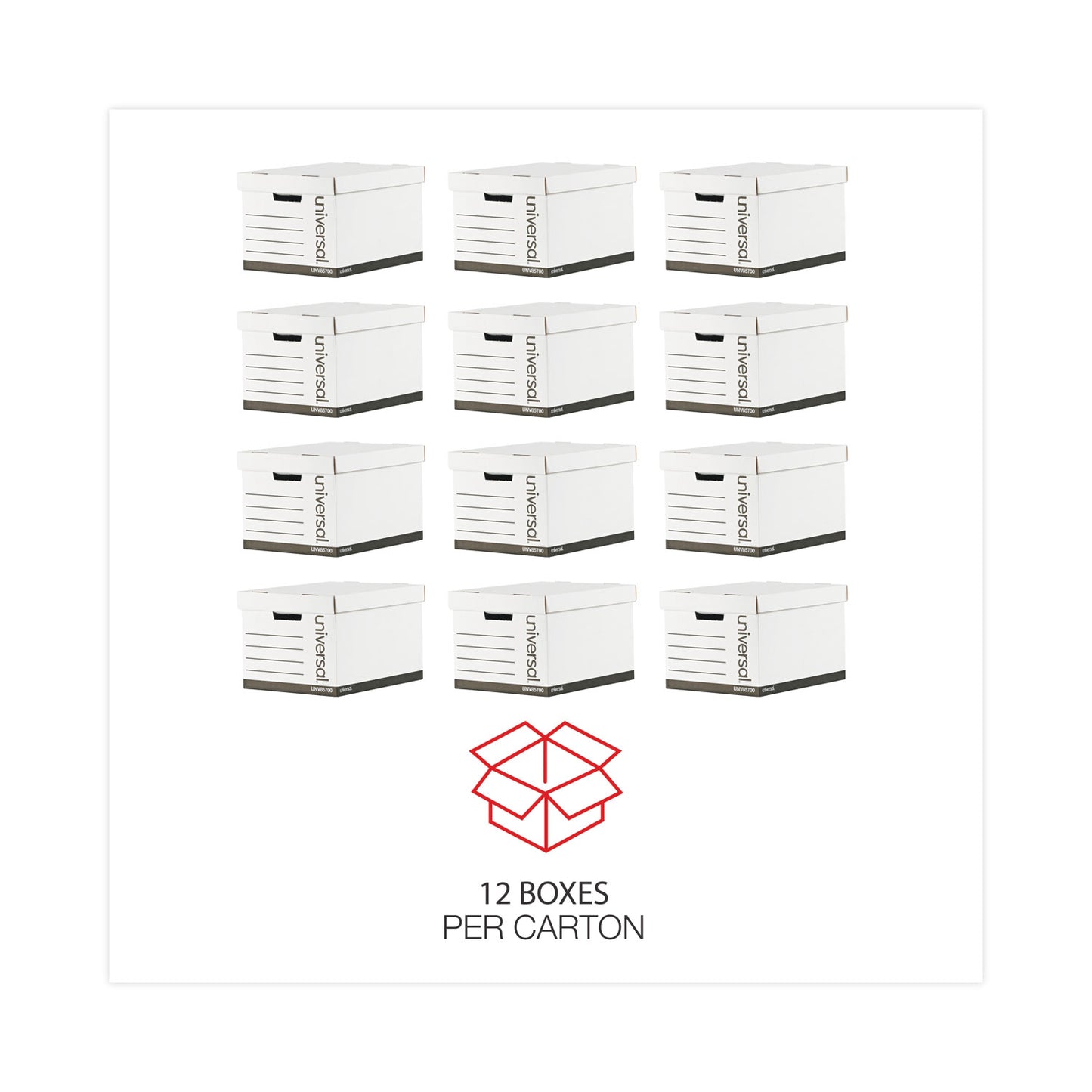 Universal Medium-Duty Lift-Off Lid Boxes, Letter/Legal Files, 12" x 15" x 10", White, 12/Carton (85700)