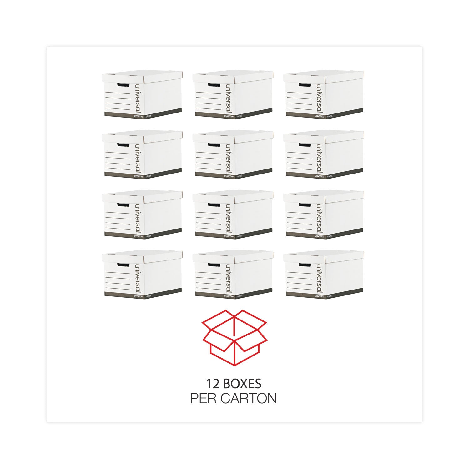 Universal Medium-Duty Lift-Off Lid Boxes, Letter/Legal Files, 12" x 15" x 10", White, 12/Carton (85700)