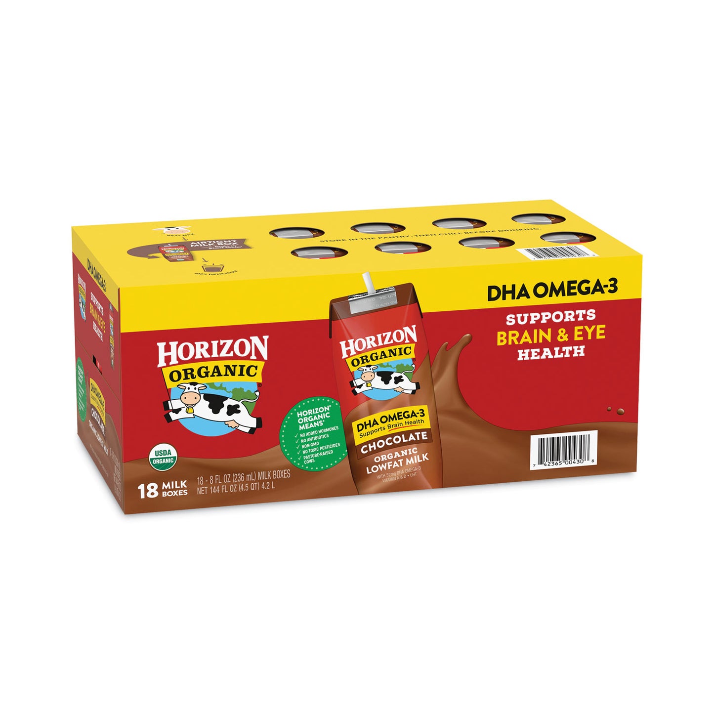 Horizon Organic Low Fat Milk, Chocolate, 8 oz, 18/Carton (22000536)