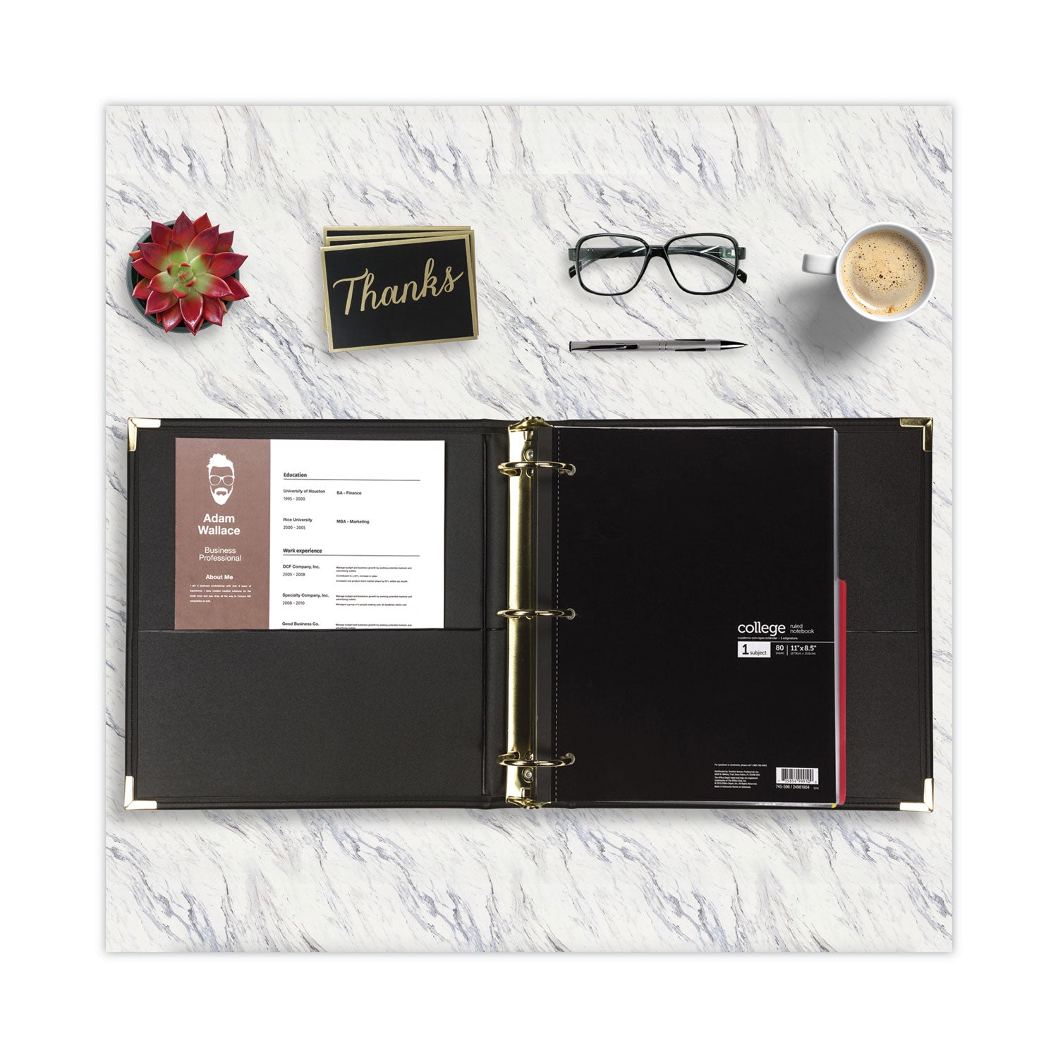 Samsill Classic Collection Ring Binder, 3 Rings, 2" Capacity, 11 x 8.5, Black (15160)