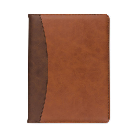 Samsill Two-Tone Padfolio with Spine Accent, 10.6w x 14.25h, Polyurethane, Tan/Brown (71656)