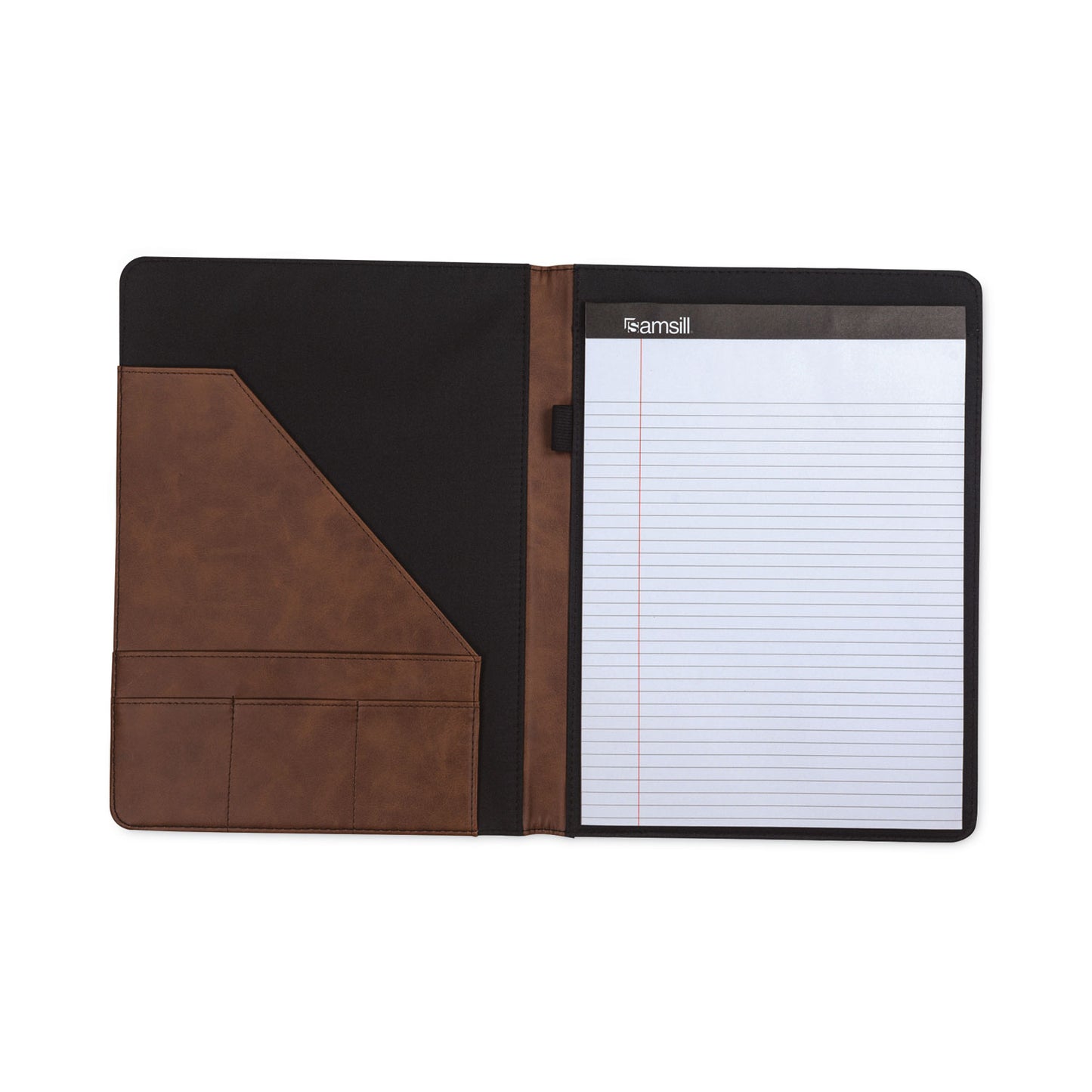 Samsill Two-Tone Padfolio with Spine Accent, 10.6w x 14.25h, Polyurethane, Tan/Brown (71656)