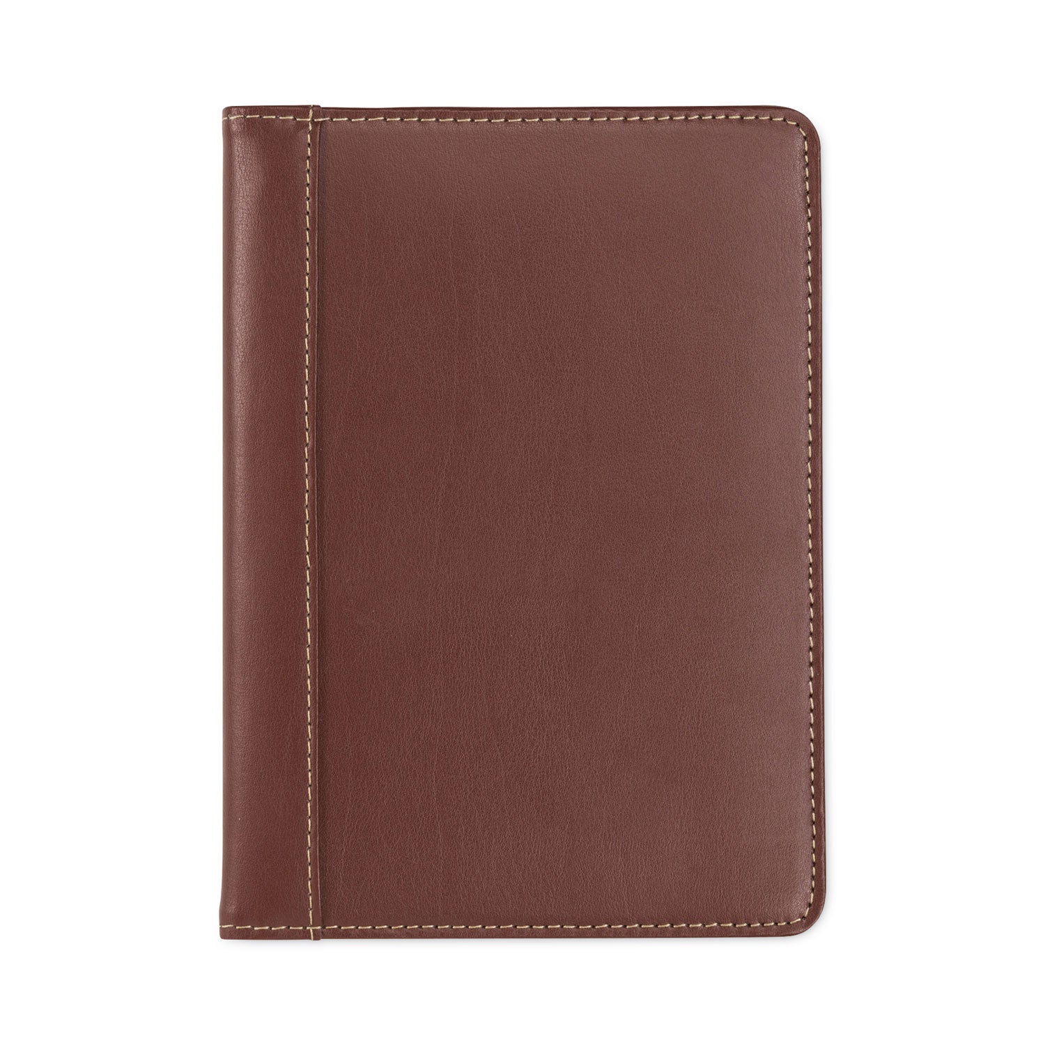 Samsill Contrast Stitch Leather Padfolio, 6.25w x 8.75h, Open Style, Brown (71736)