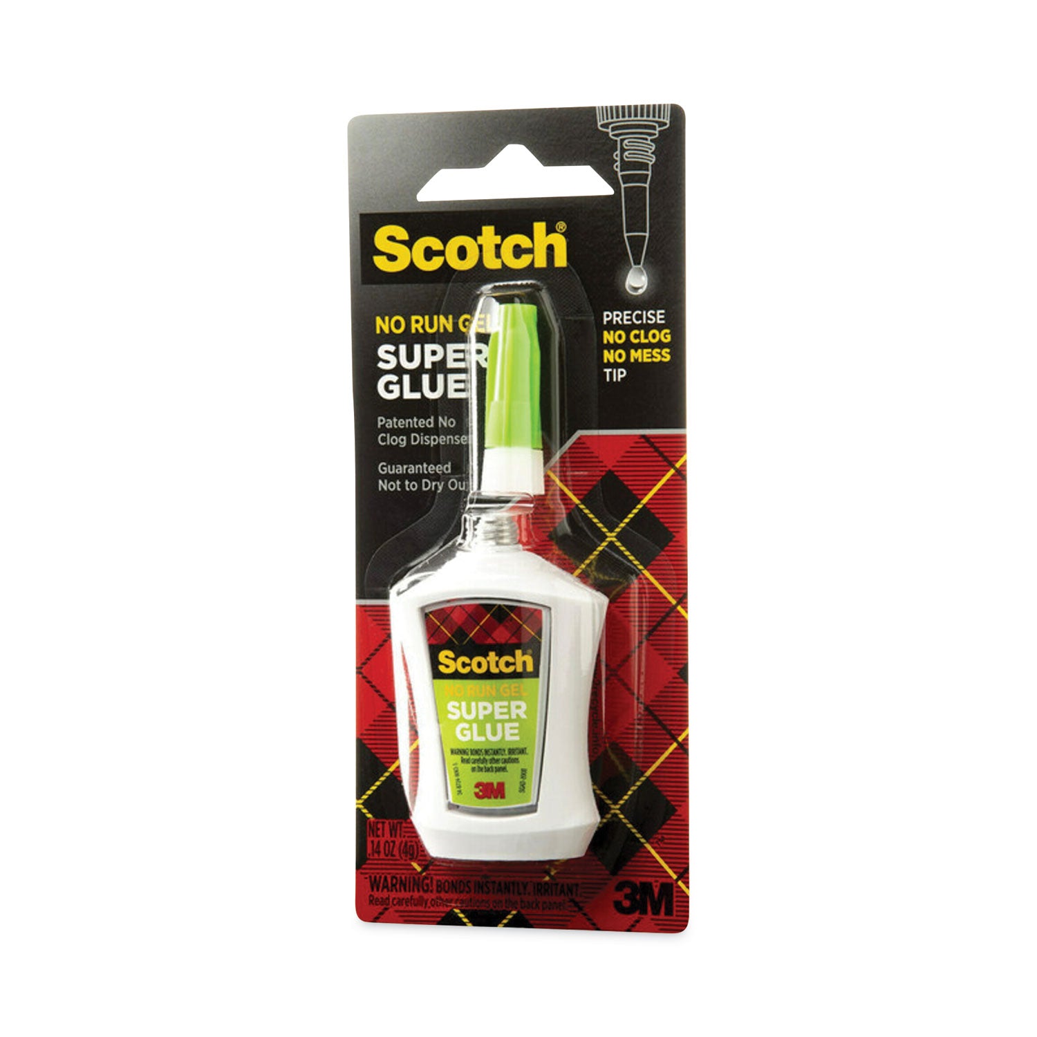 Scotch Super Glue No-Run Gel with Precision Applicator, 0.14 oz, Dries Clear (AD125)