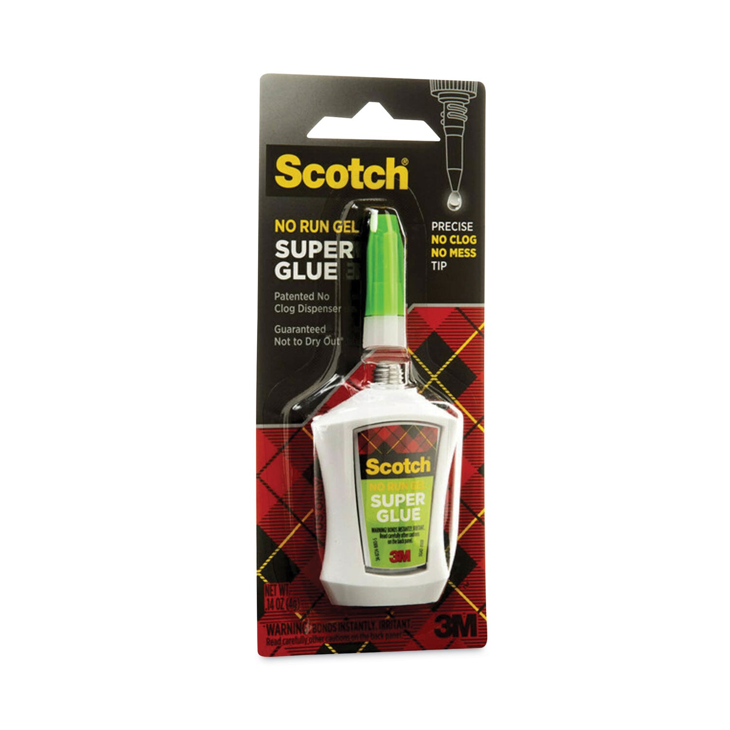 Scotch Super Glue No-Run Gel with Precision Applicator, 0.14 oz, Dries Clear (AD125)