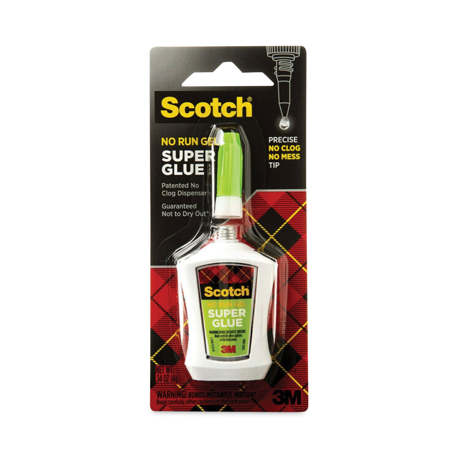 Scotch Super Glue No-Run Gel with Precision Applicator, 0.14 oz, Dries Clear (AD125)