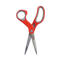 Scotch Multi-Purpose Scissors, 8" Long, 3.38" Cut Length, Straight Gray/Red Handle (1428)