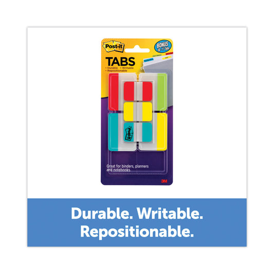 Post-it Plain Solid Color Tabs Value Pack, (66) 1/5-Cut 1" Wide, (48) 1/3-Cut 2" Wide, Assorted Colors and Sizes, 114/Pack (686VAD2)