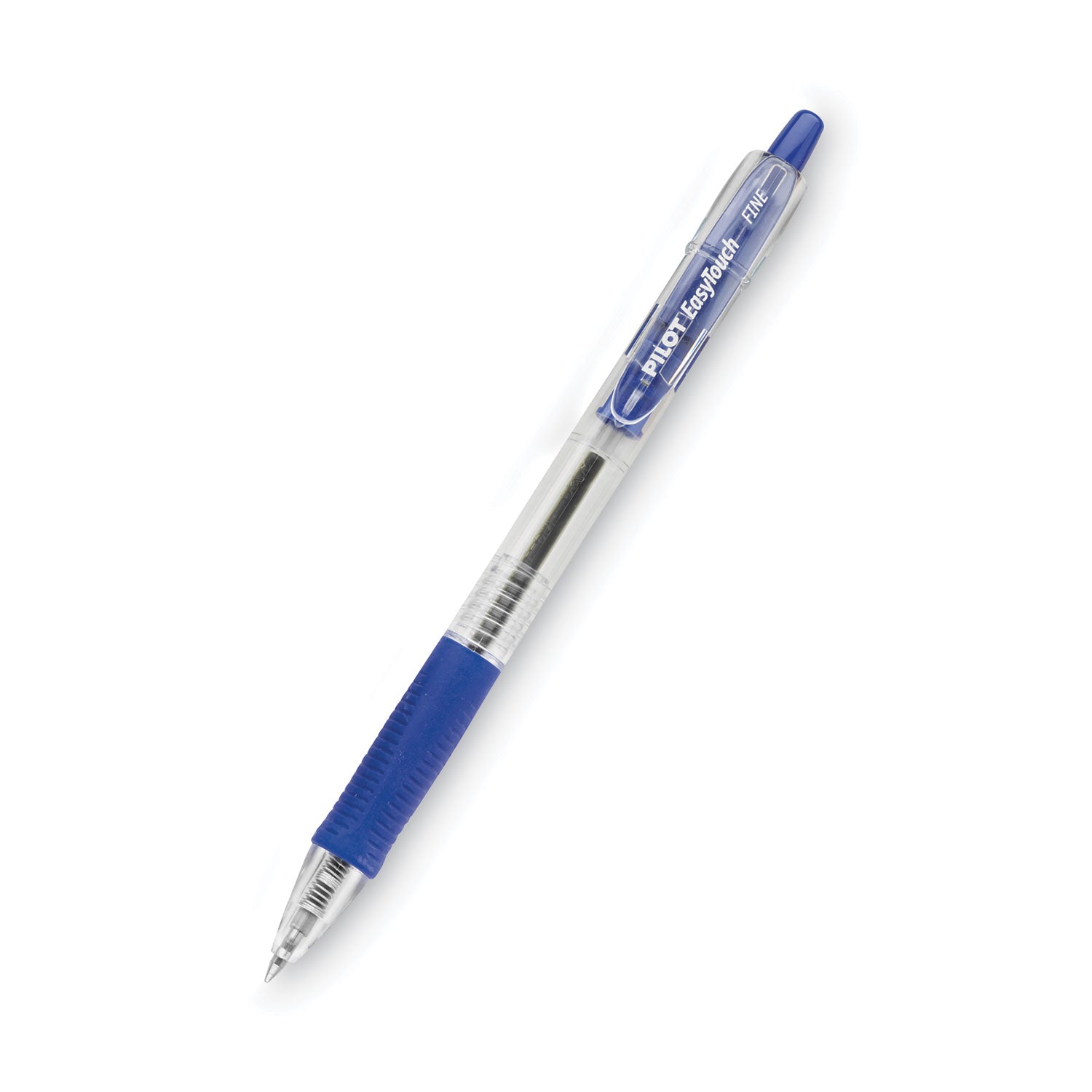 Pilot EasyTouch Ballpoint Pen, Retractable, Fine 0.7 mm, Blue Ink, Clear Barrel, Dozen (32211)