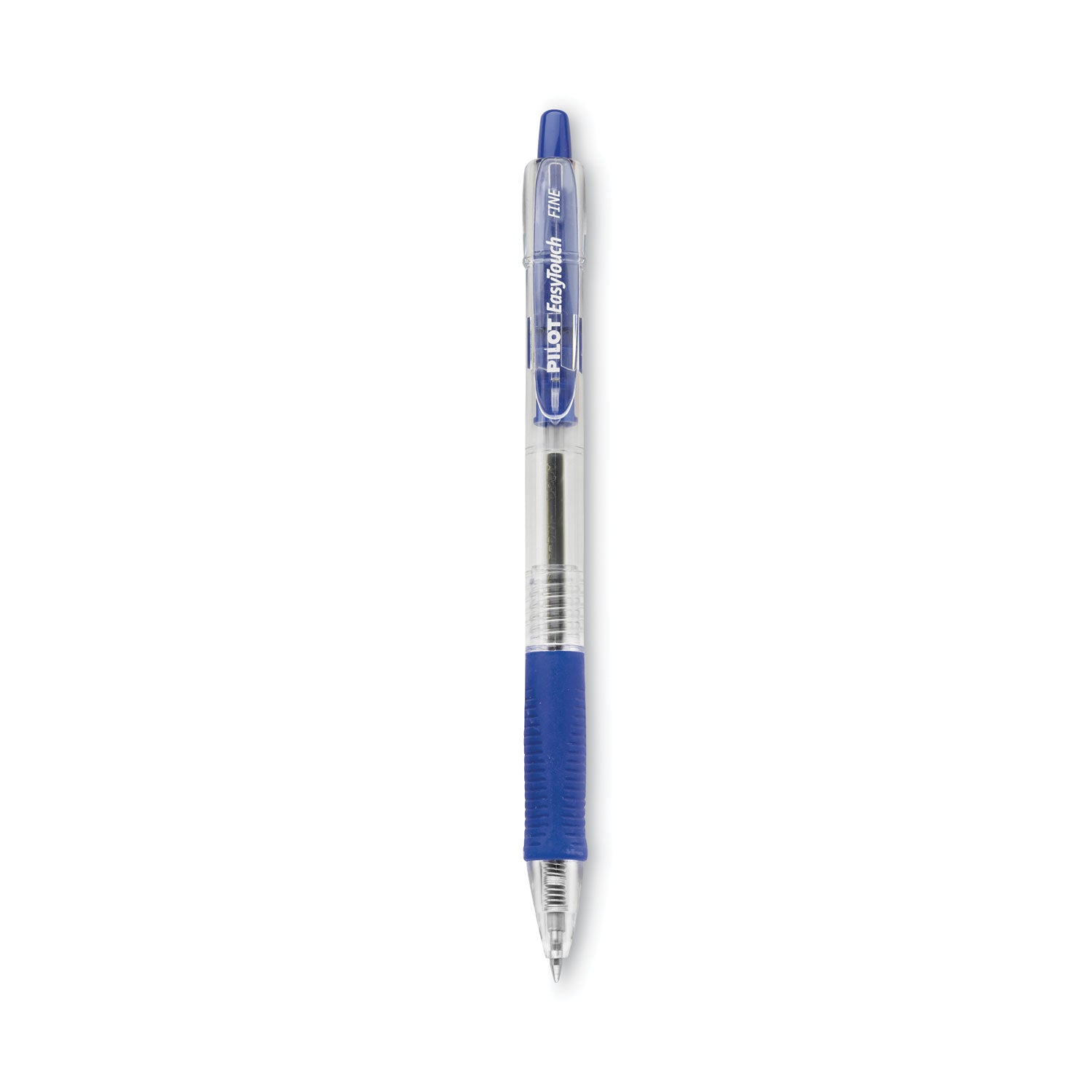 Pilot EasyTouch Ballpoint Pen, Retractable, Fine 0.7 mm, Blue Ink, Clear Barrel, Dozen (32211)