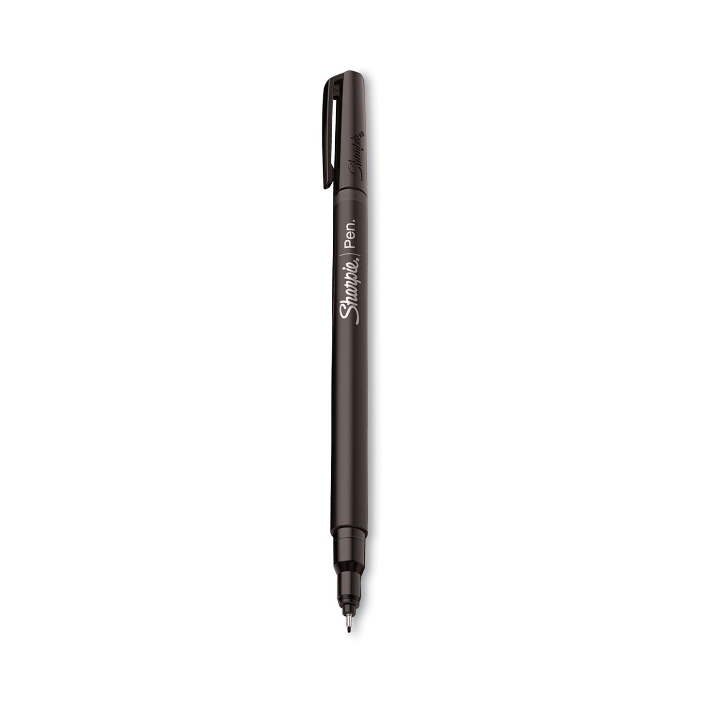 Sharpie Water-Resistant Ink Porous Point Pen, Stick, Fine 0.4 mm, Black Ink, Black Barrel, 4/Pack (1742661)