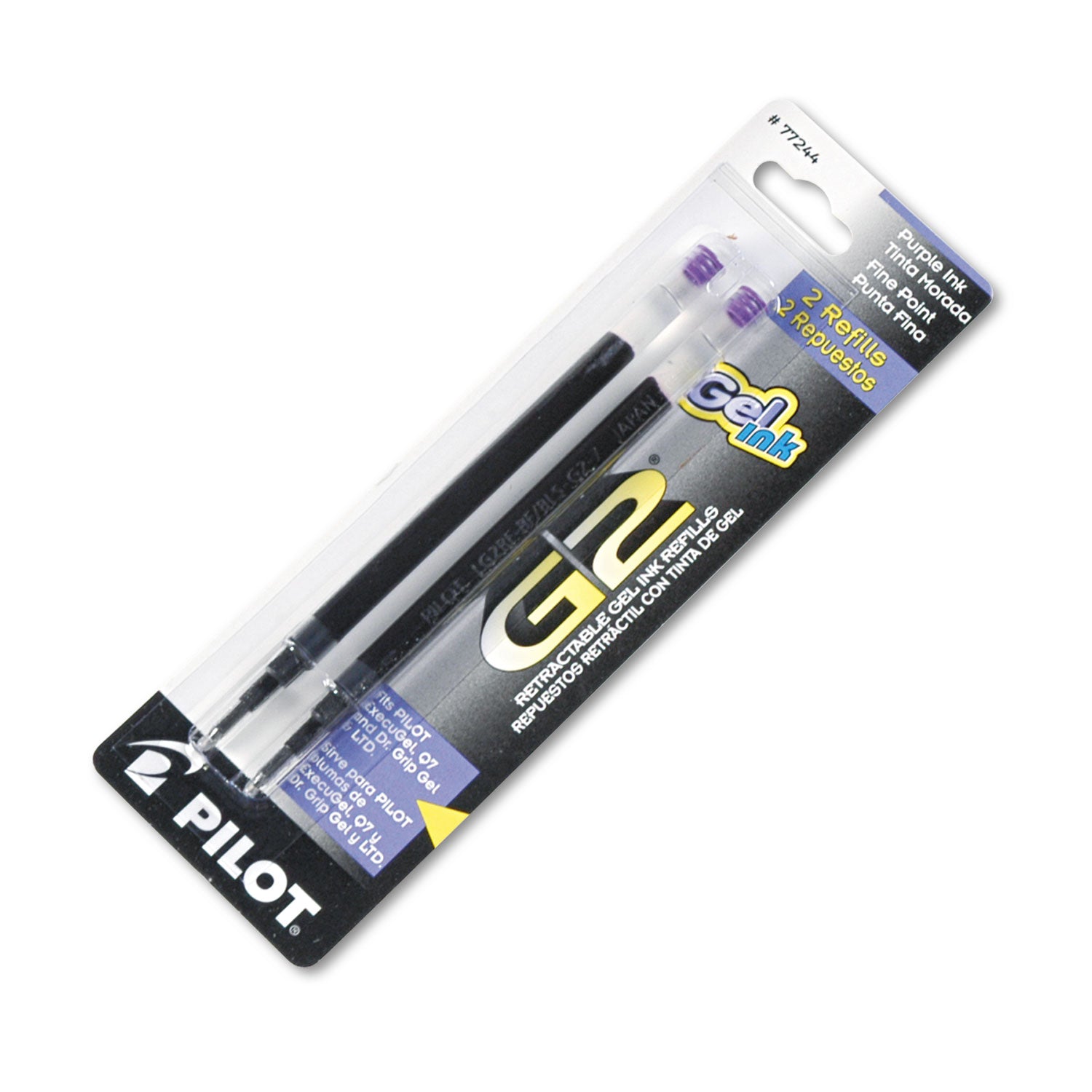 Refill for Pilot B2P, Dr Grip, G2, G6, MR Metropolitan, Precise BeGreen and Q7 Gel Pens, Fine Tip, Purple Ink, 2/Pack (77244)