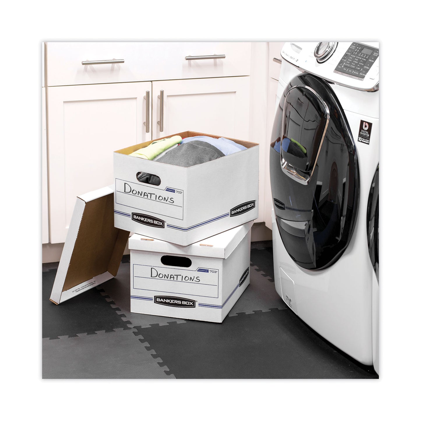 Bankers Box STOR/FILE Storage Box, Letter/Legal Files, 12.5" x 16.25" x 10.5", White, 6/Pack (5703604)