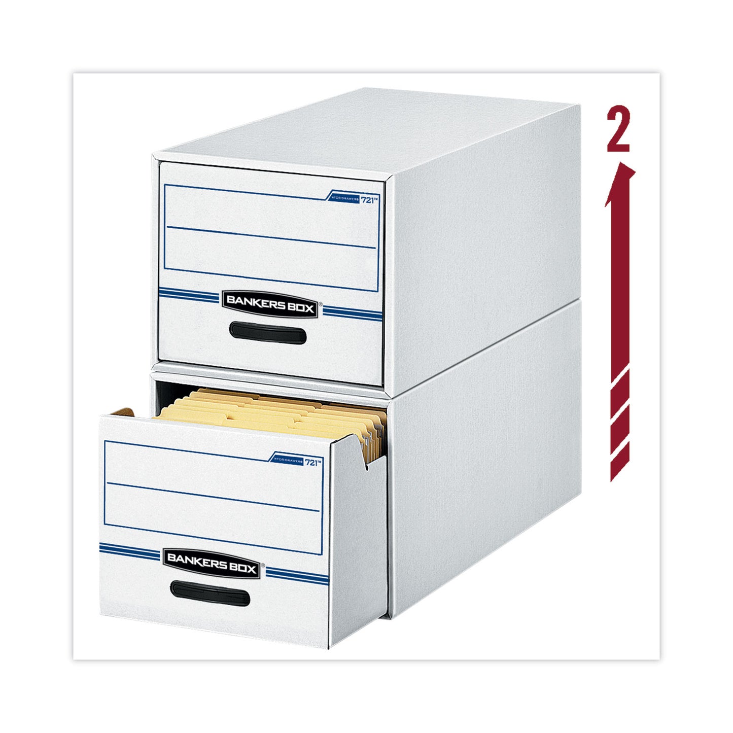 Bankers Box STOR/DRAWER Basic Space-Savings Storage Drawers, Legal Files, 16.75 x 19.5 x 11.5, White/Blue (00722EA)