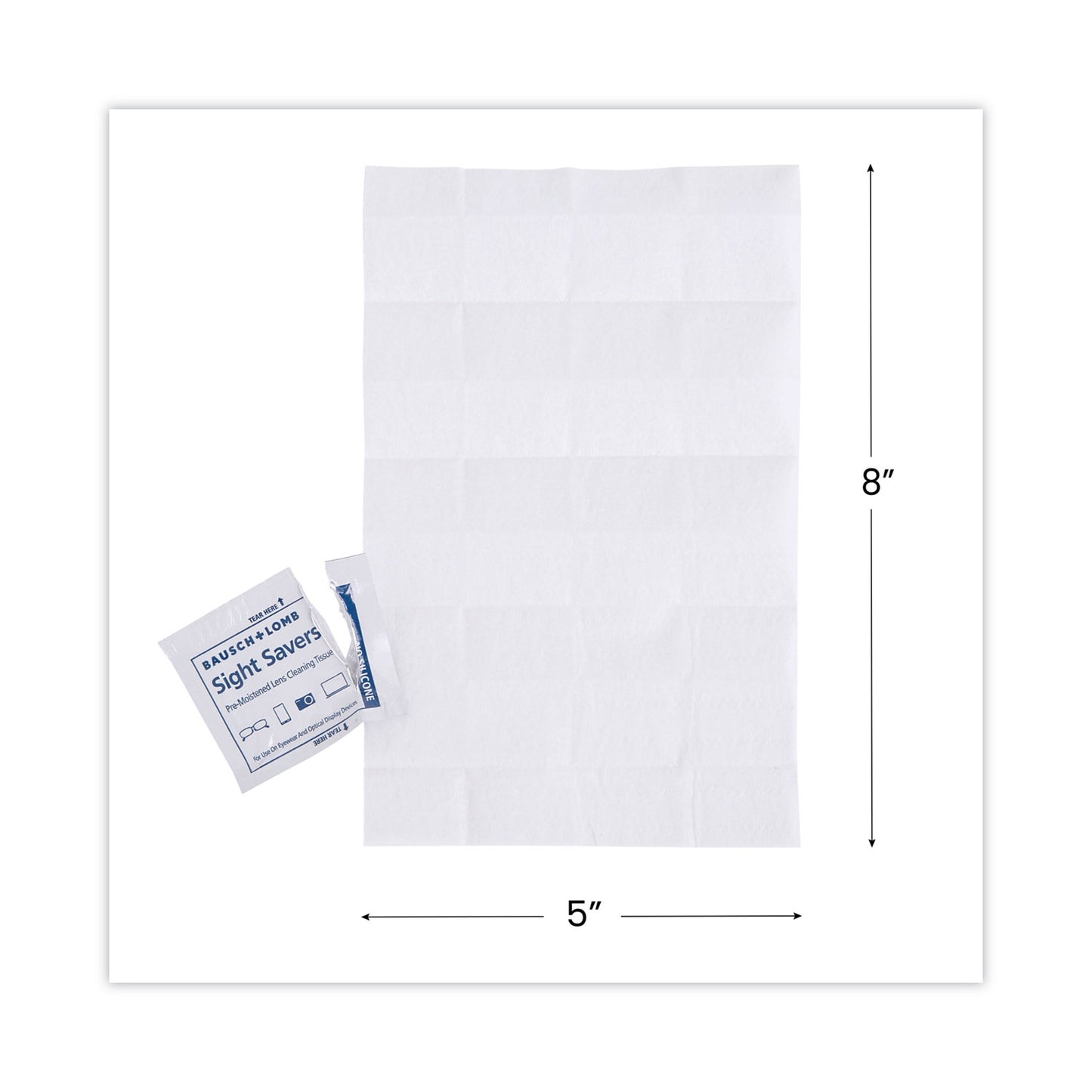  Lomb Sight Savers Premoistened Lens Cleaning Tissues, 8 x 5, 100/Box (8574GM)