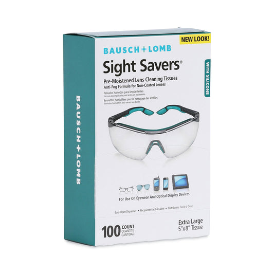  Lomb Sight Savers Pre-Moistened Anti-Fog Tissues with Silicone, 8 x 5, 100/Box (8576)