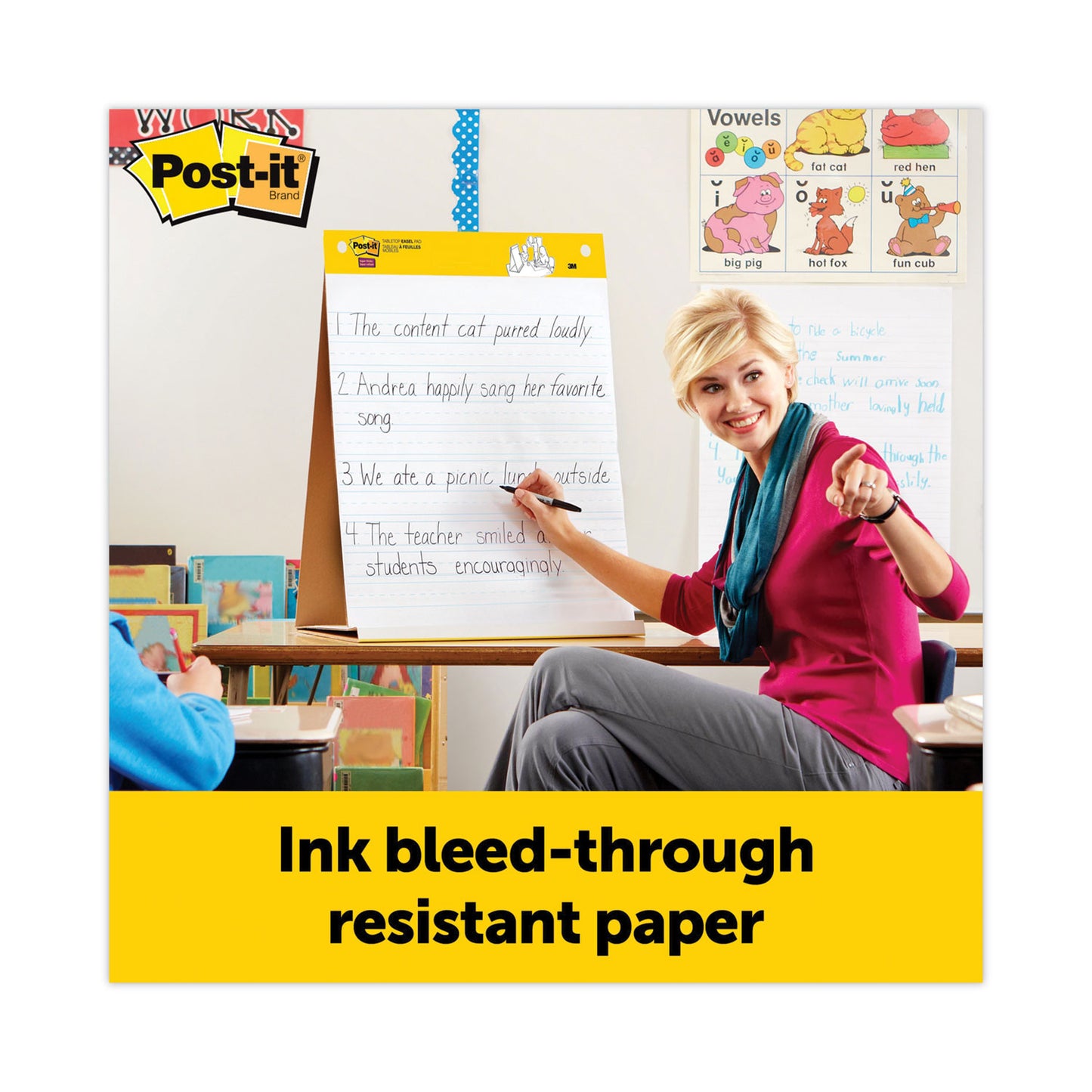 Post-it Self-Stick Tabletop Easel Pad with Command Strips, Presentation Format (1.5" Rule), 20 x 23, White, 20 Sheets (563PRL)