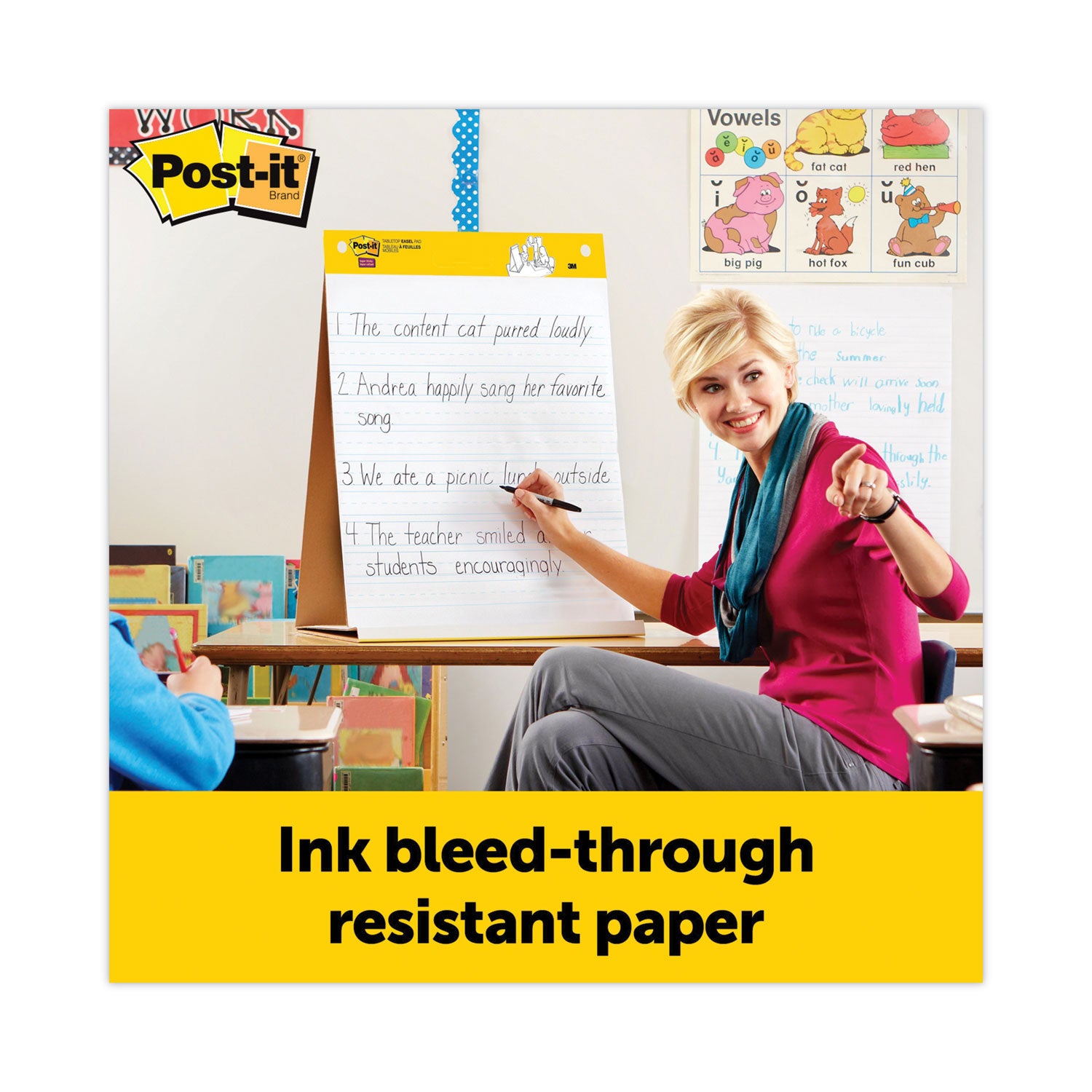 Post-it Self-Stick Tabletop Easel Pad with Command Strips, Presentation Format (1.5" Rule), 20 x 23, White, 20 Sheets (563PRL)