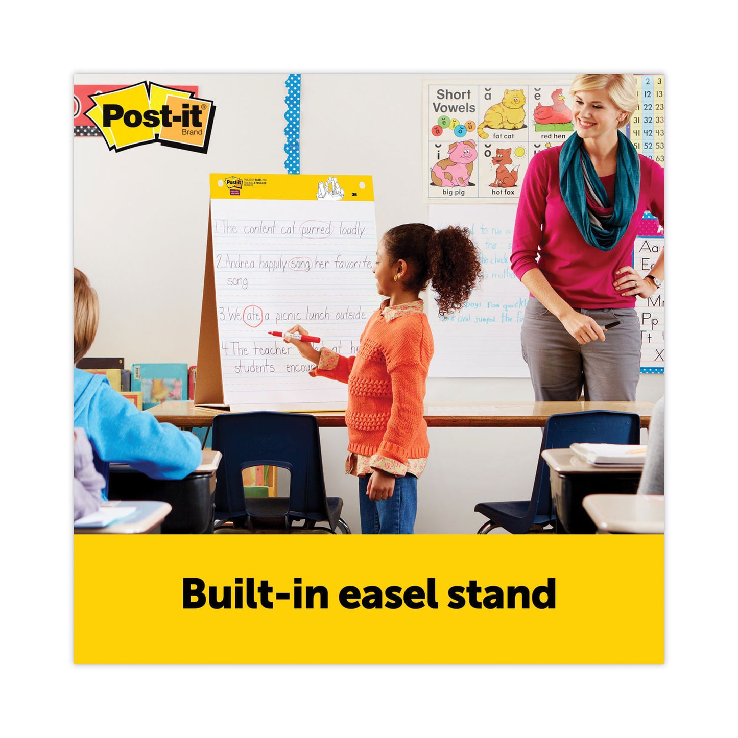 Post-it Self-Stick Tabletop Easel Pad with Command Strips, Presentation Format (1.5" Rule), 20 x 23, White, 20 Sheets (563PRL)