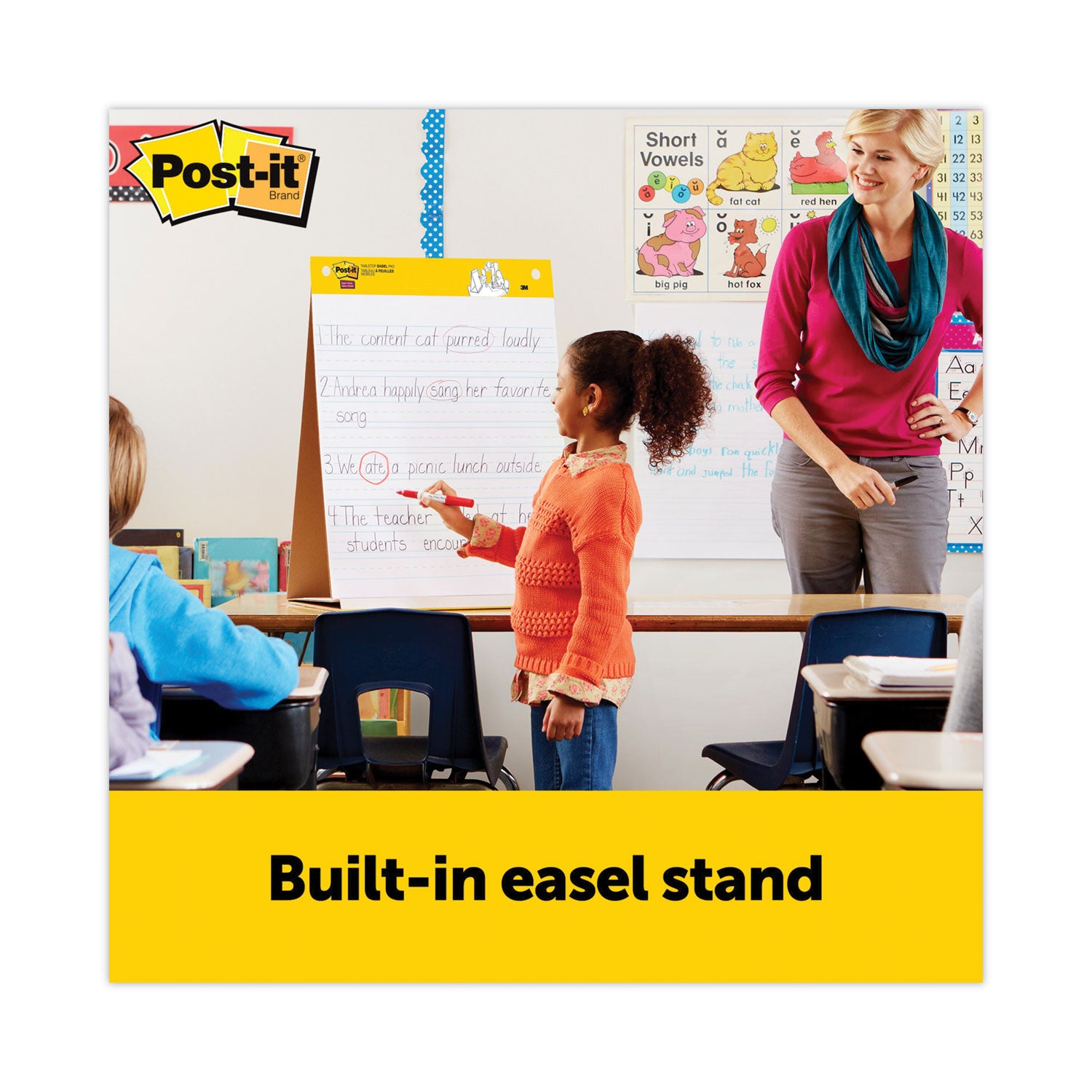 Post-it Self-Stick Tabletop Easel Pad with Command Strips, Presentation Format (1.5" Rule), 20 x 23, White, 20 Sheets (563PRL)