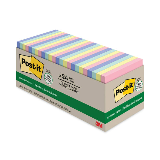 Post-it Original Recycled Note Pad Cabinet Pack, 3" x 3", Sweet Sprinkles Collection Colors, 75 Sheets/Pad, 24 Pads/Pack (654R24CPAP)