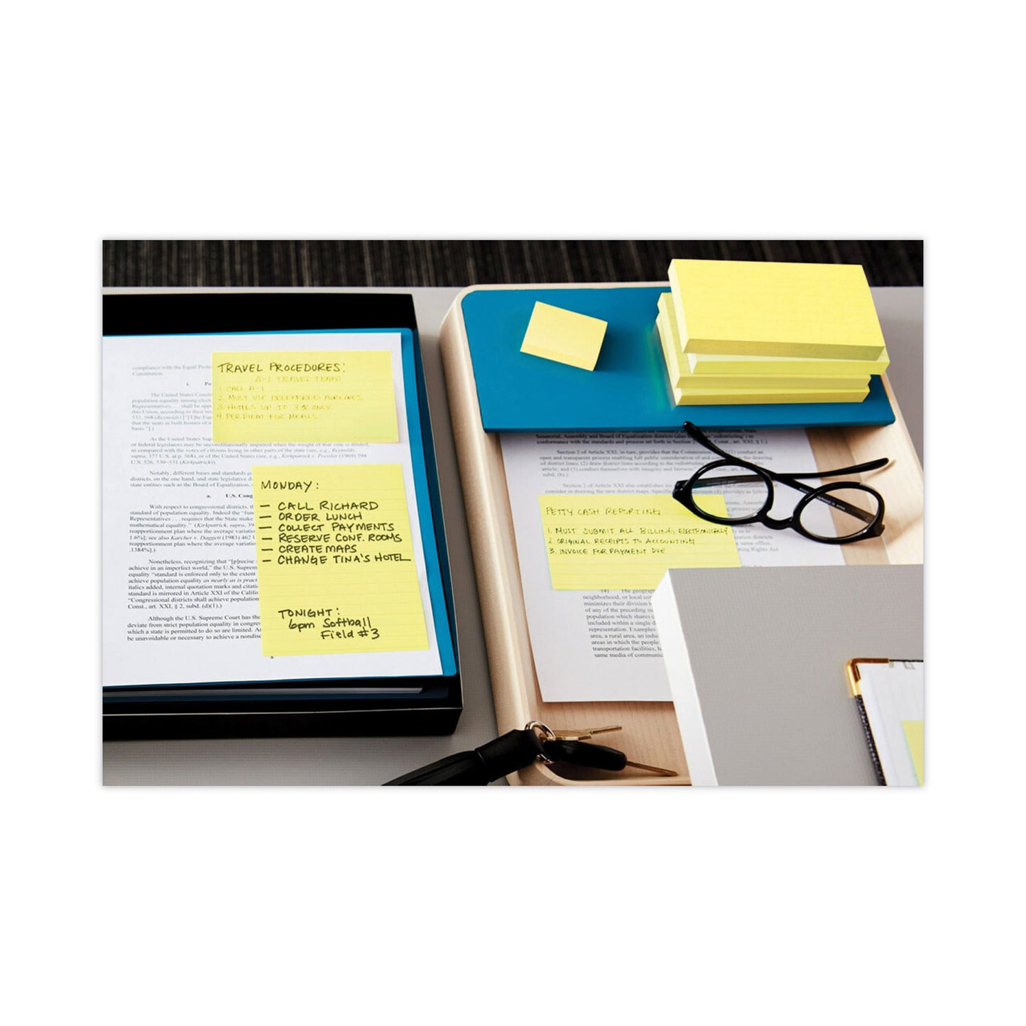 Post-it Original Recycled Note Pads, Note Ruled, 4" x 6", Canary Yellow, 100 Sheets/Pad, 12 Pads/Pack (660RPYW)