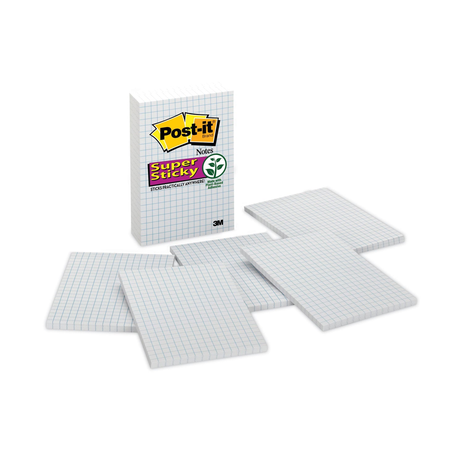 Post-it Grid Notes, Quad Ruled, 4" x 6", White, 50 Sheets/Pad, 6 Pads/Pack (660SSGRID)