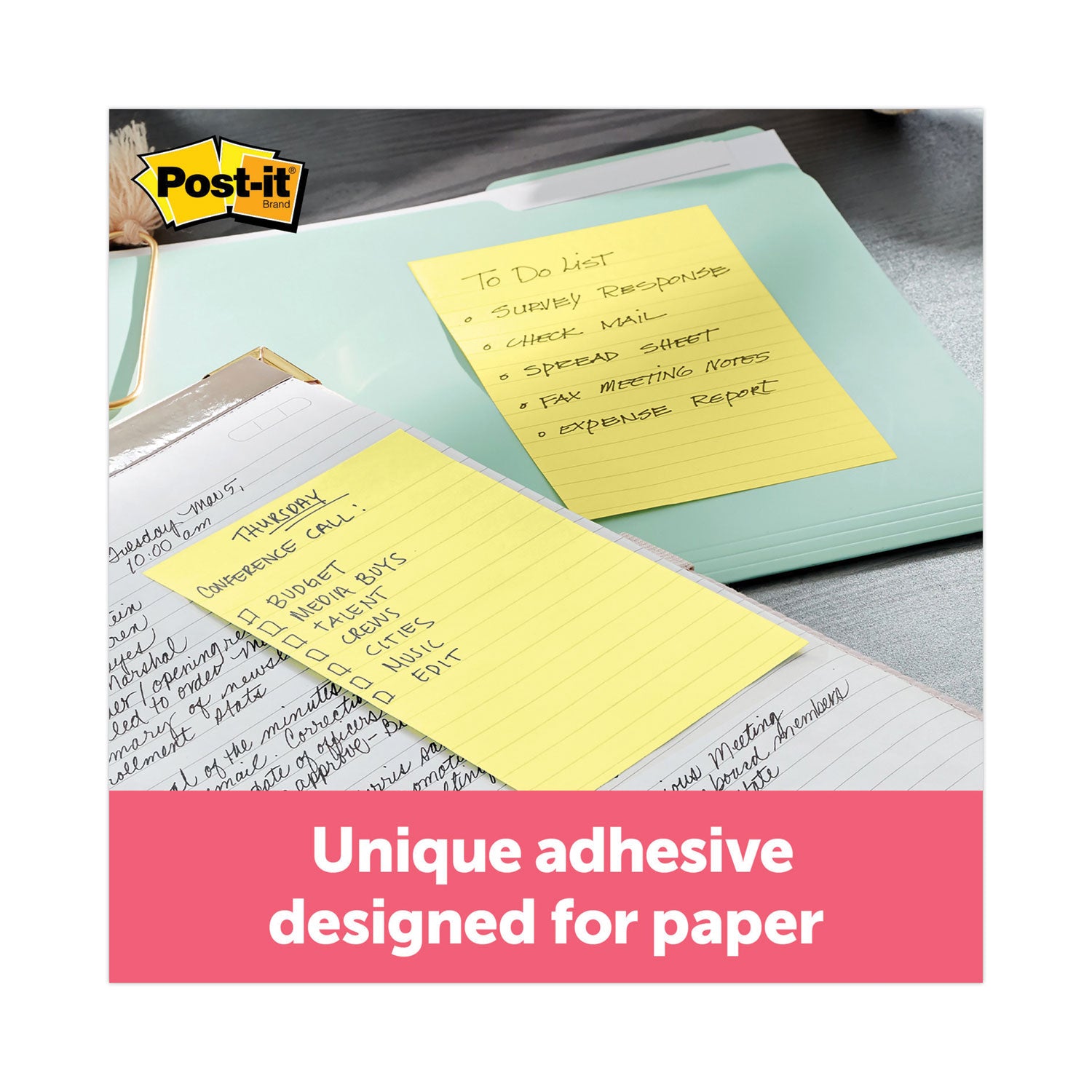 Post-it Original Pads in Canary Yellow, Note Ruled, 4" x 6", 100 Sheets/Pad, 12 Pads/Pack (660YW)