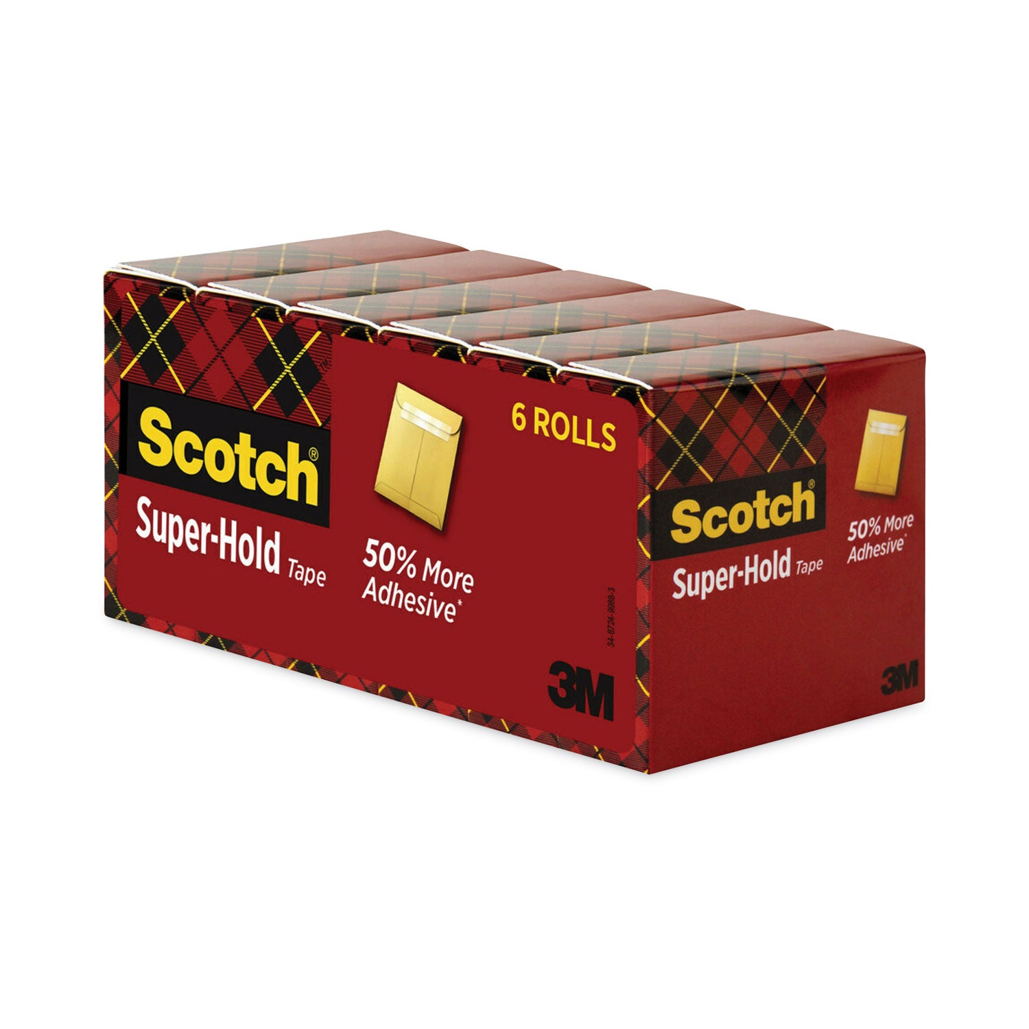 Scotch Super-Hold Tape Refill, 1" Core, 0.75" x 27.77 yds, Transparent, 6/Pack (700K6)