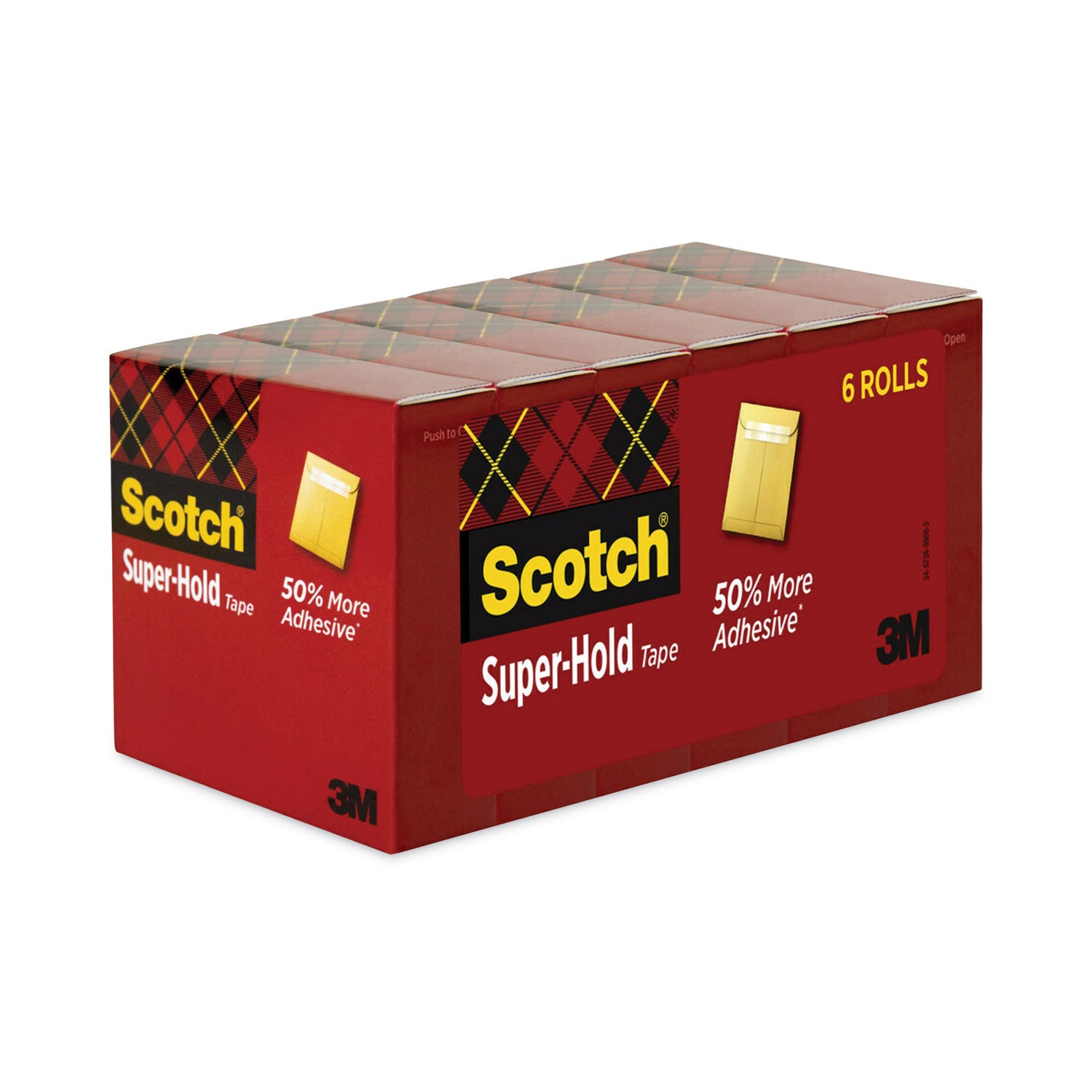 Scotch Super-Hold Tape Refill, 1" Core, 0.75" x 27.77 yds, Transparent, 6/Pack (700K6)