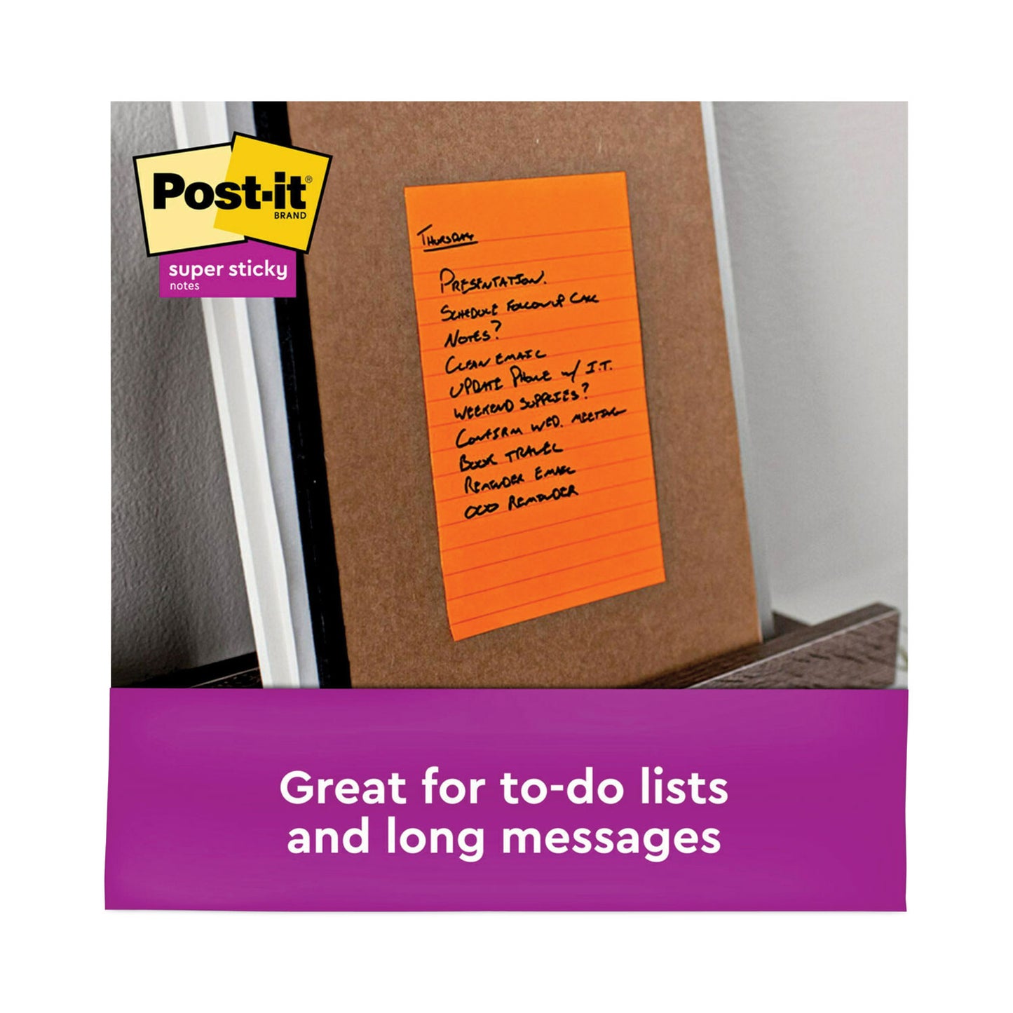 Post-it Pads in Energy Boost Collection Colors, Note Ruled, 5" x 8", 45 Sheets/Pad, 4 Pads/Pack (5845SSUC)